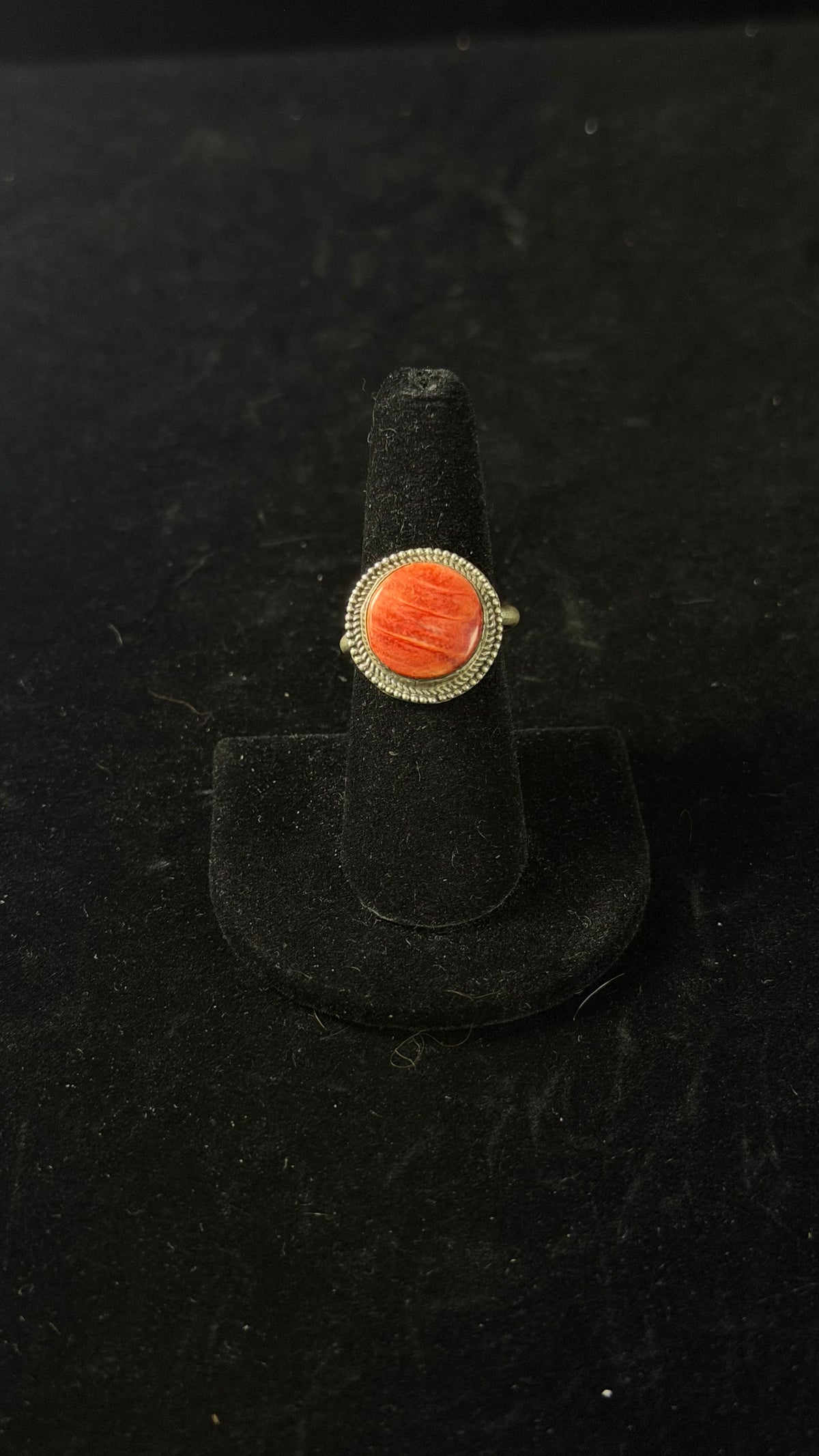 Navajo Made Spiny Oyster & Sterling Silver Ring Size 8.5