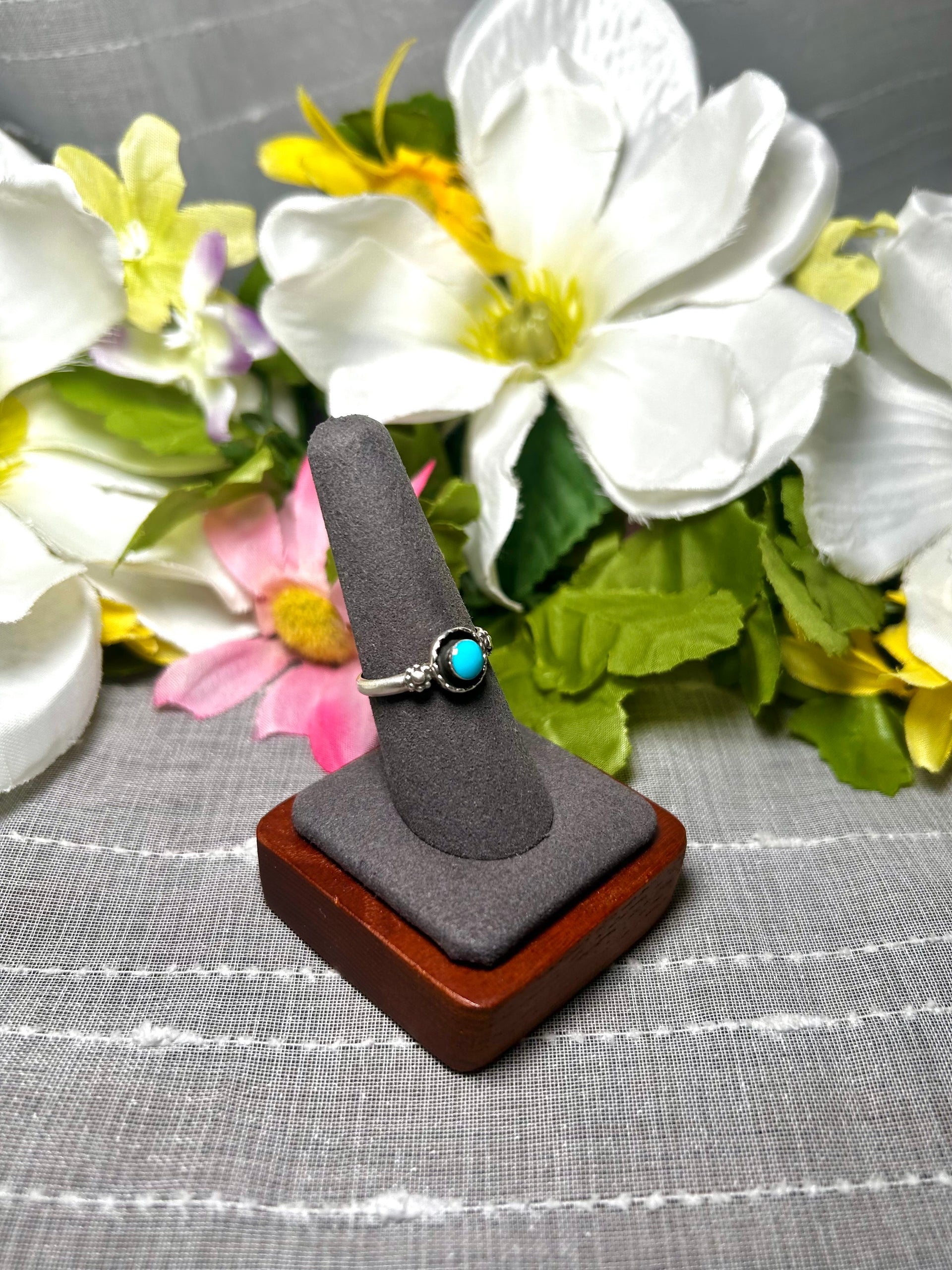 Navajo Made Kingman Turquoise & Sterling Silver Ring
