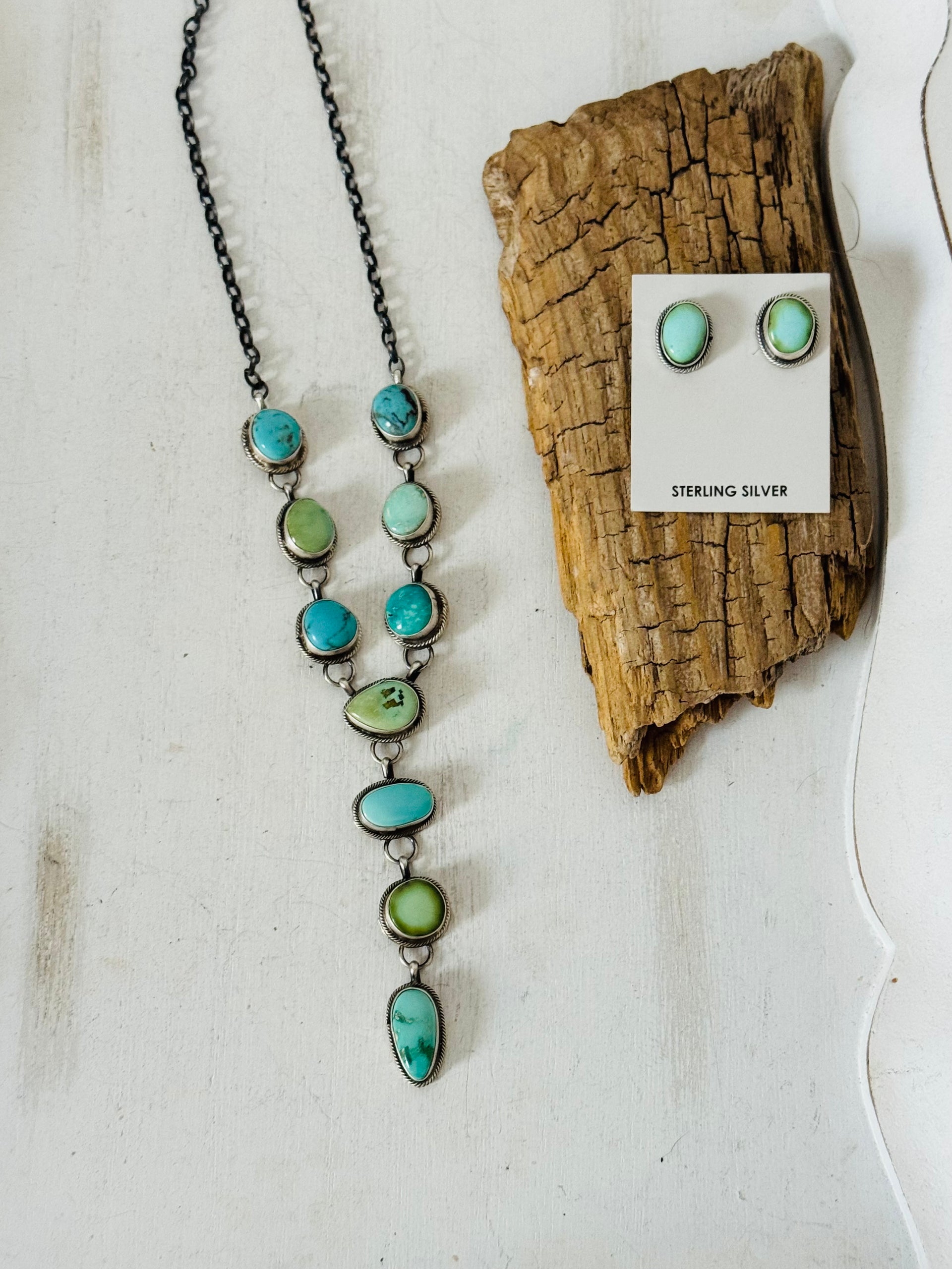 Betta Lee Sonoran Mountain Turquoise & Sterling Silver Lariat Necklace Set