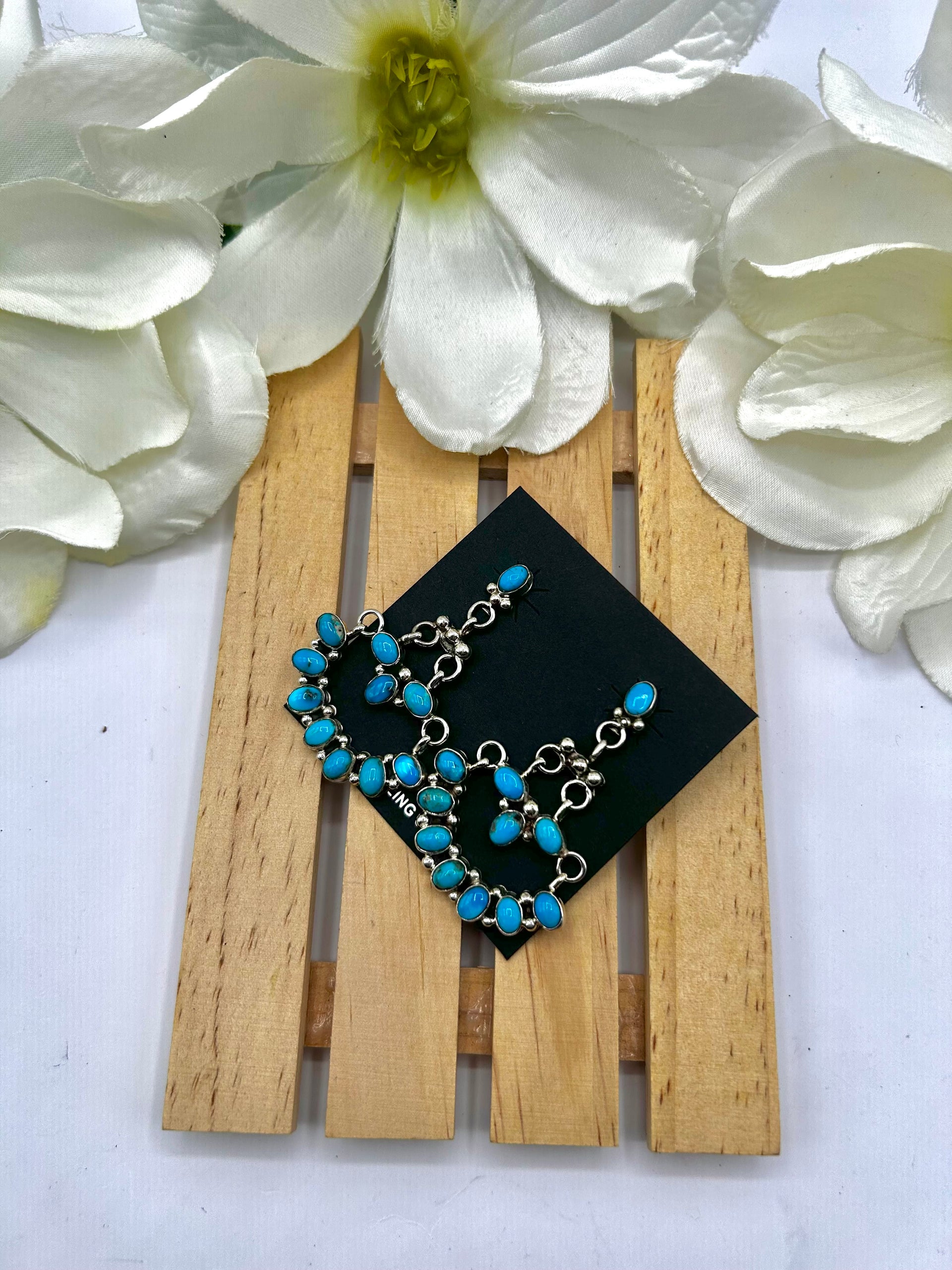 Navajo Made Kingman Turquoise & Sterling Silver Post Earrings