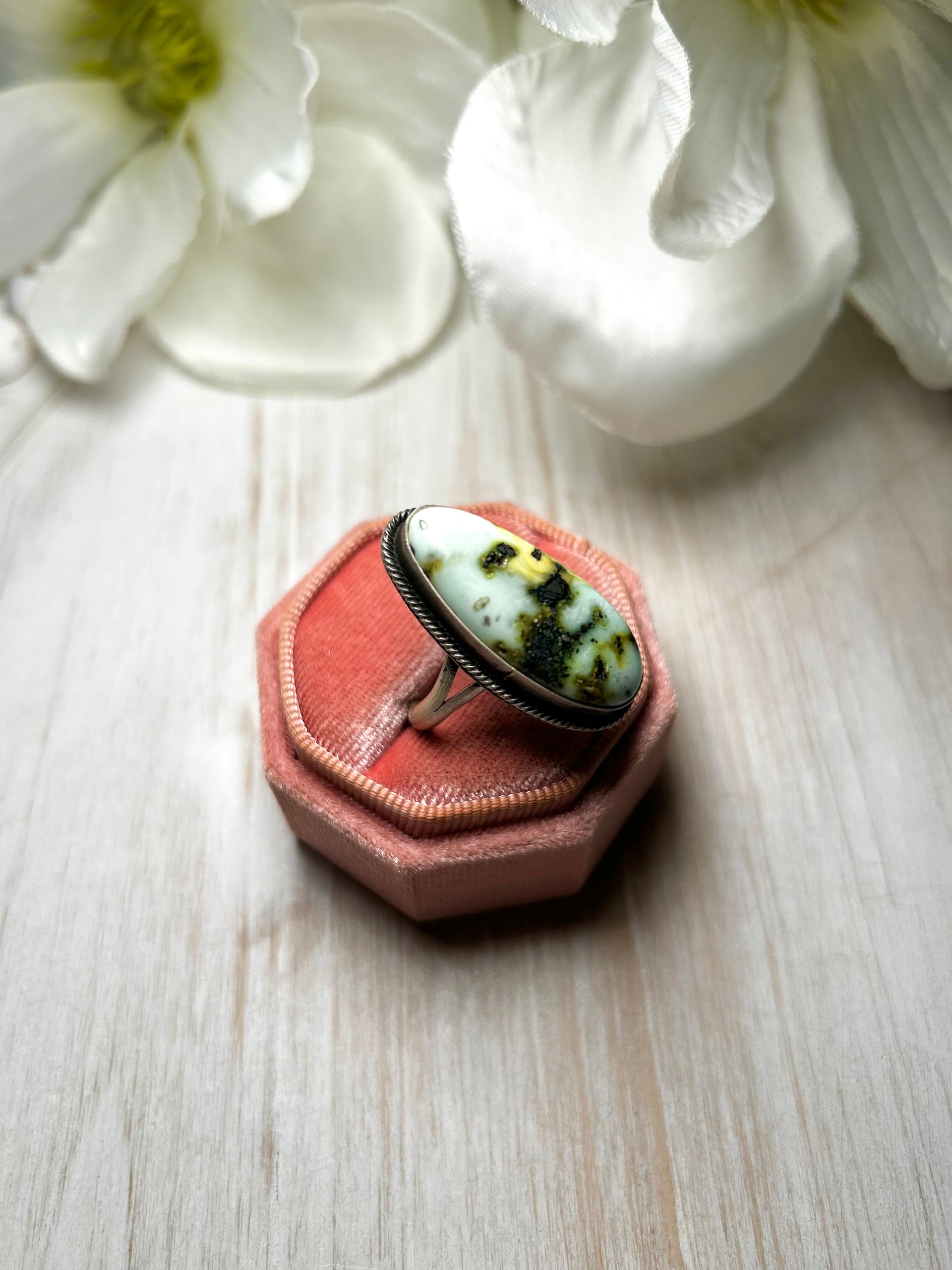 Eli Skeets Palomino Variscite & Sterling Silver Adjustable Ring