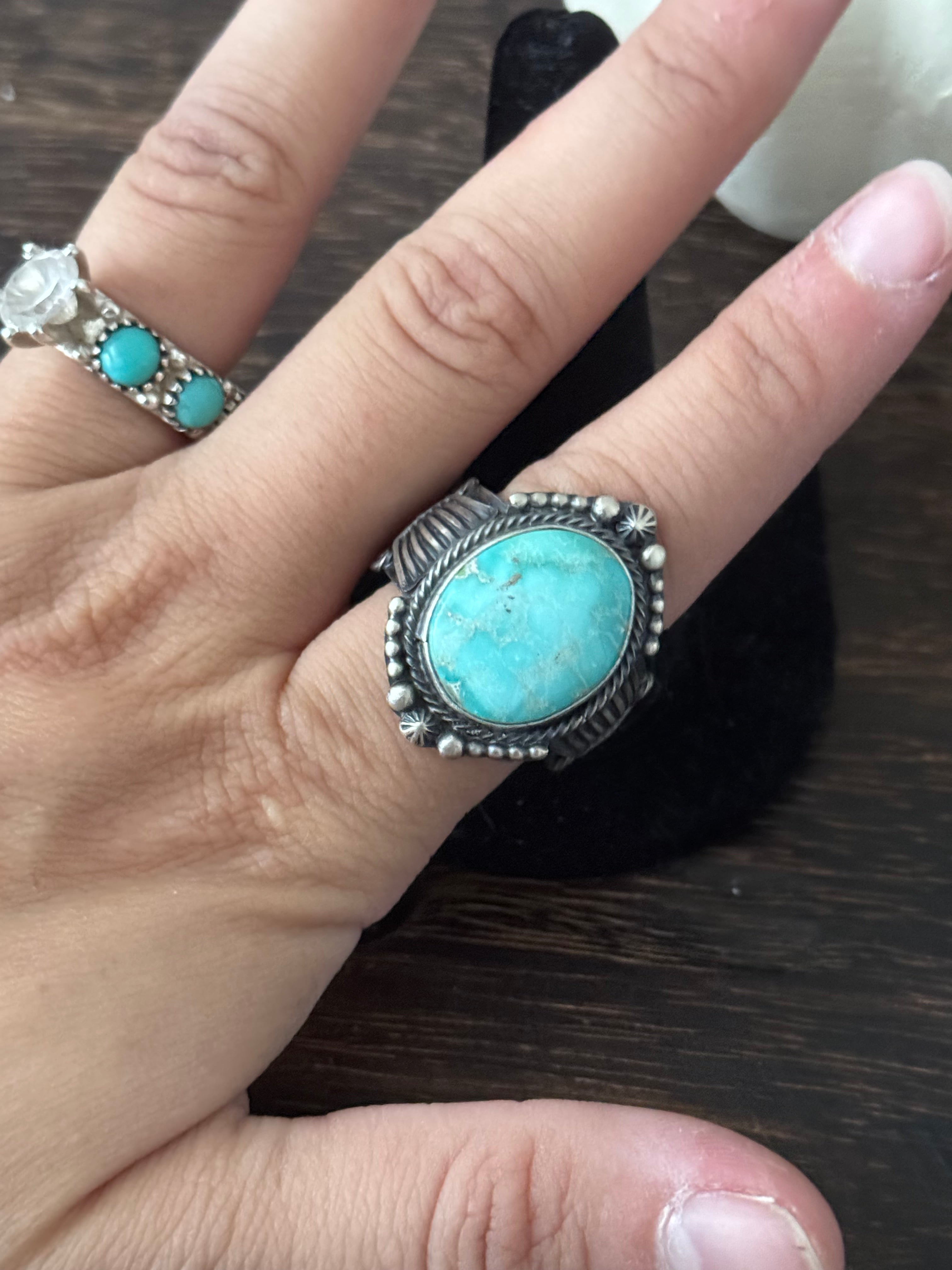 Sheila Tso Sonoran Mountain Turquoise Sterling Silver Ring Size 9