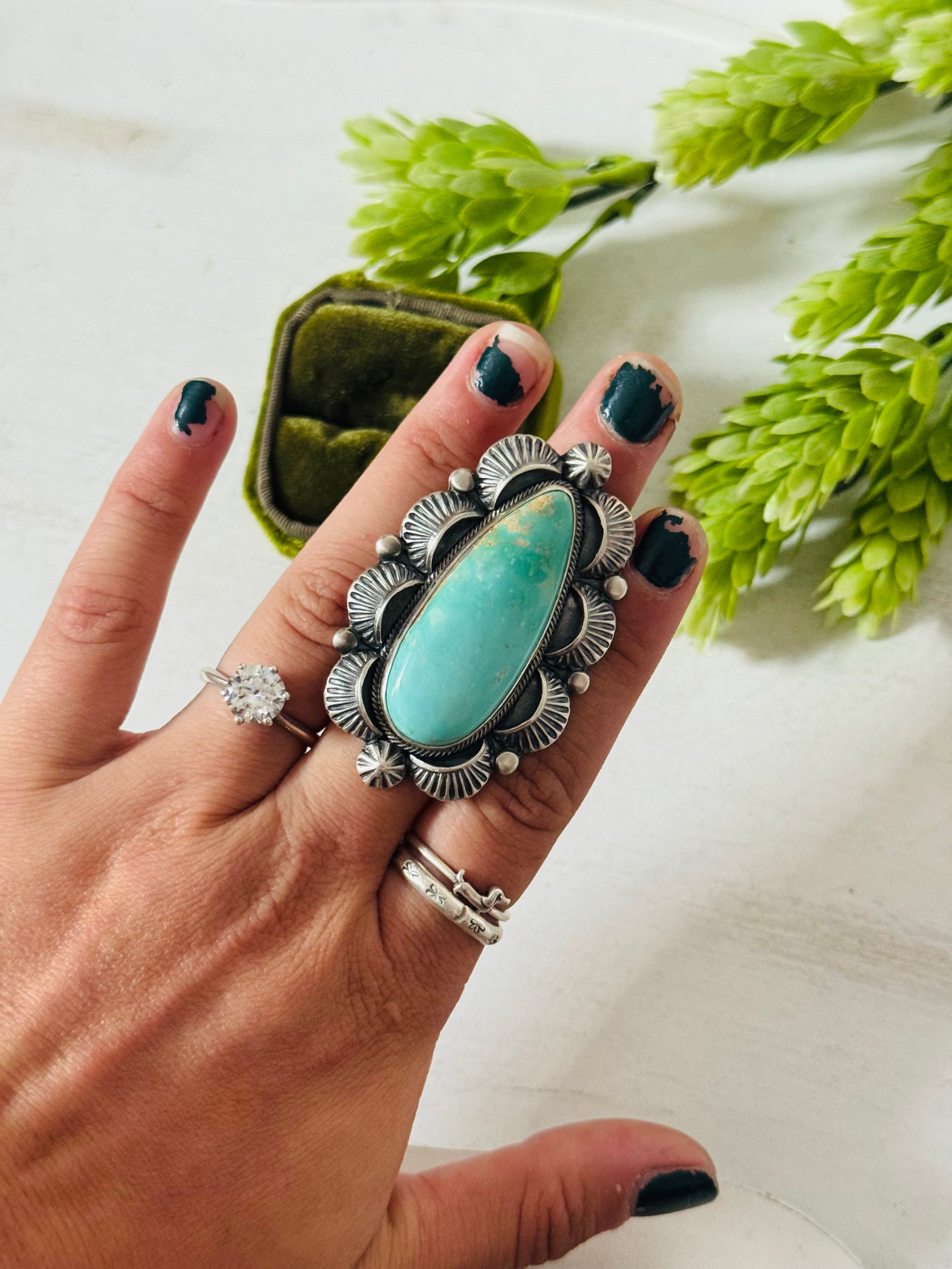 Randy Boyd Royston Turquoise & Sterling Silver Ring Size 7.5