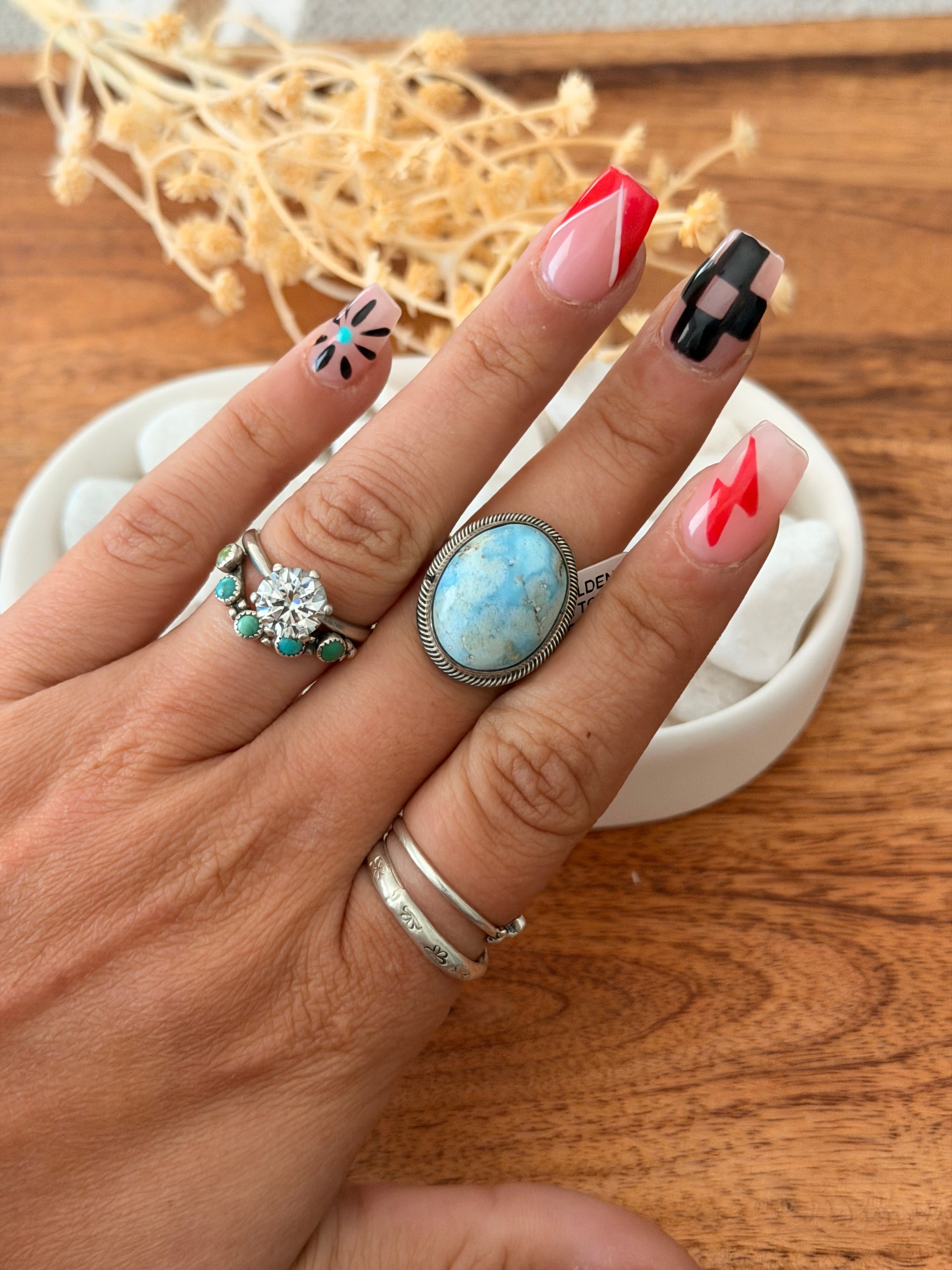 Antionette Martinez Golden Hills Turquoise & Sterling Silver Adjustable Ring