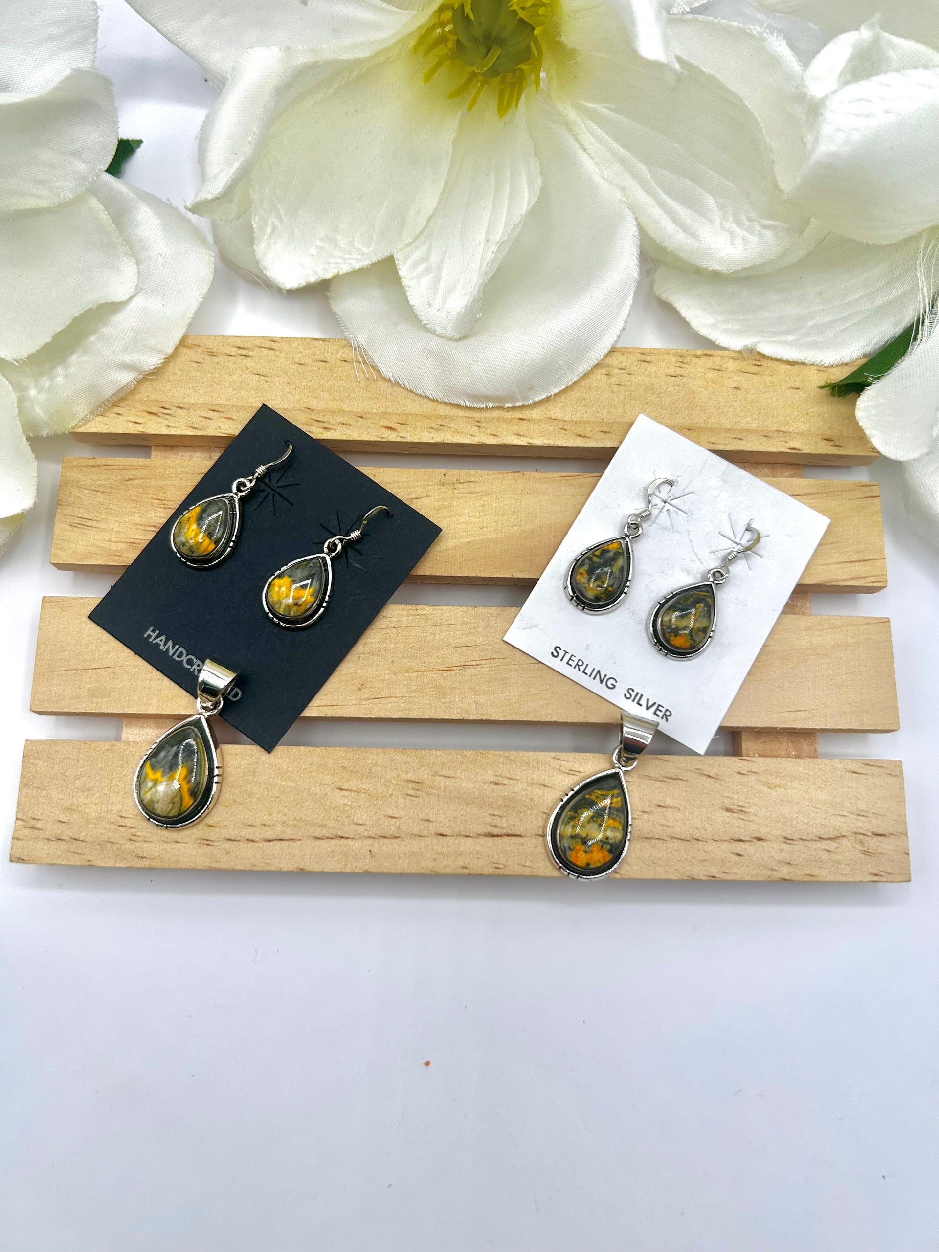 Navajo Made BB Agate  & Sterling Silver Pendant/Earring Set
