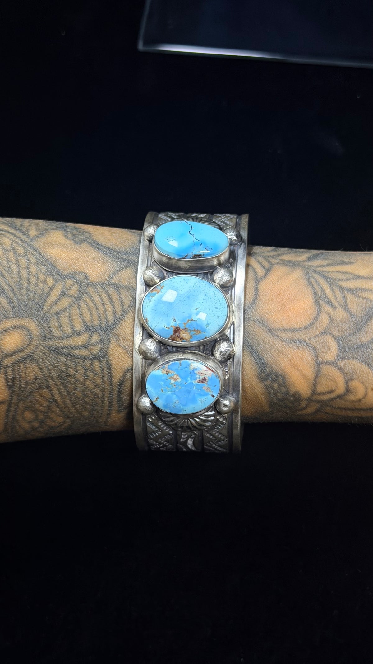Tillie John Golden Hills Turquoise & Sterling Silver Cluster Cuff Bracelet