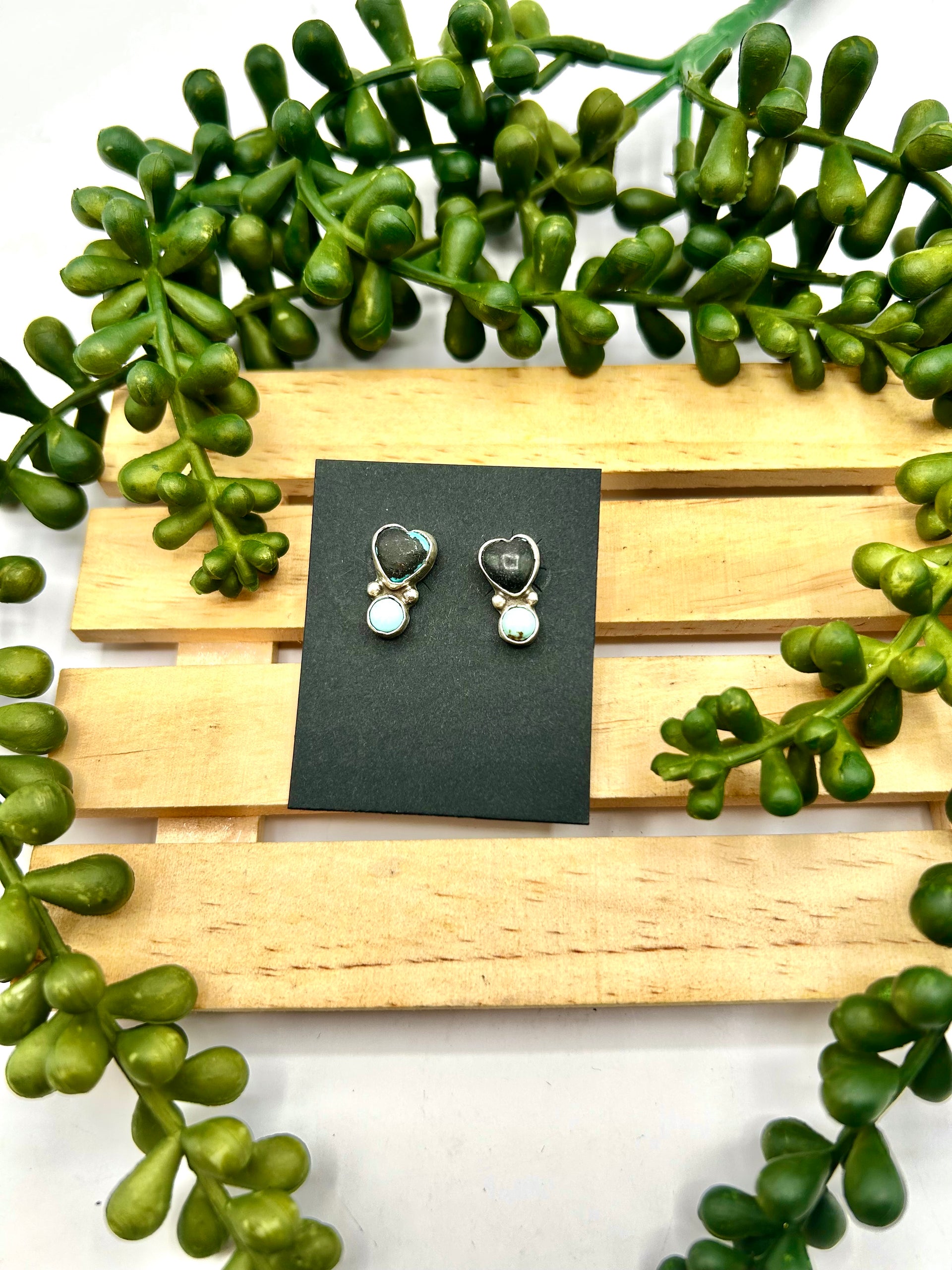 Navajo Made Mixed Turquoise & Sterling Silver Post Earrings