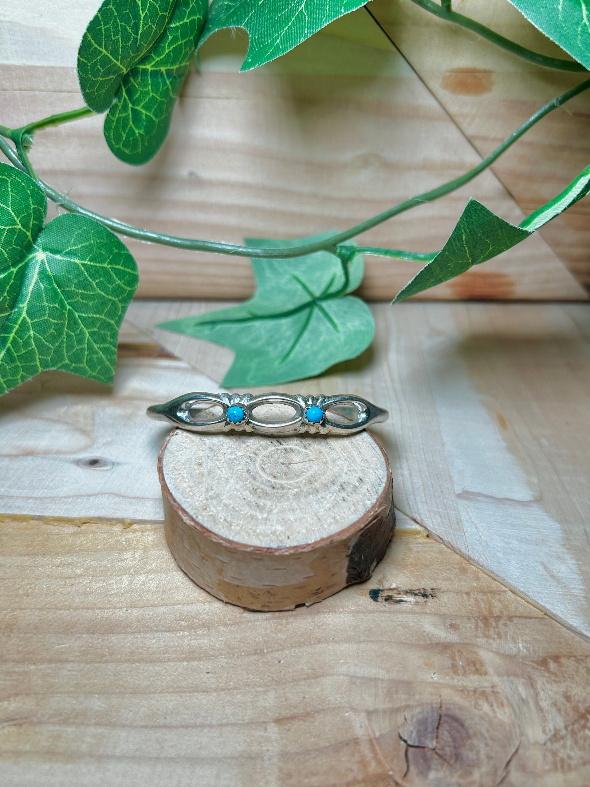 Navajo Made Kingman Turquoise & Sterling Silver Cuff Bracelet