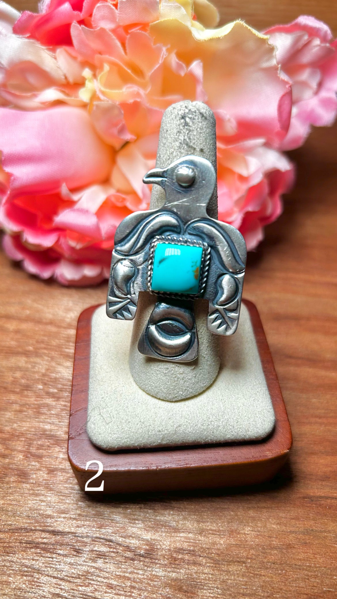 Richard Yazza Kingman Turquoise & Sterling Silver Adjustable Ring