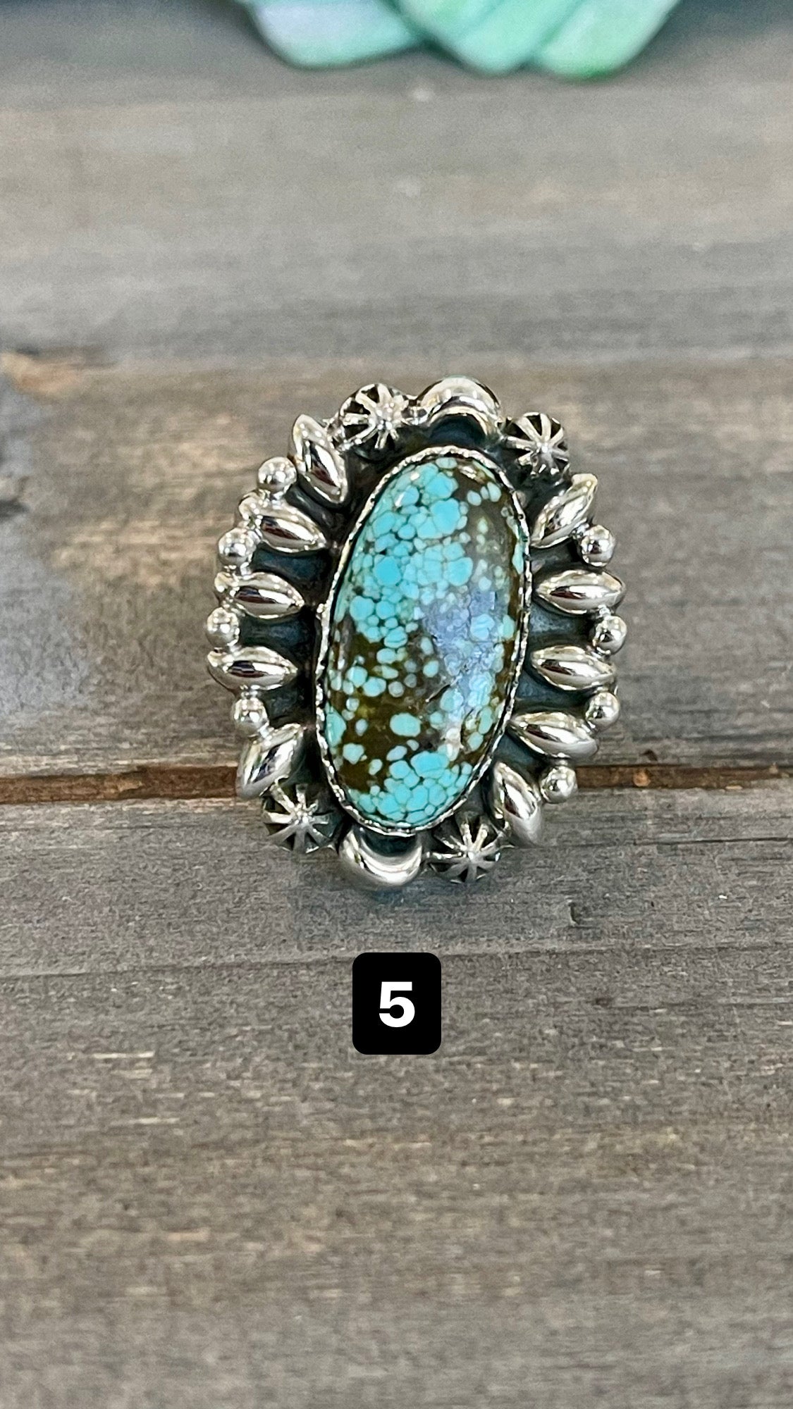 Southwest Handmade Number 8 Turquoise & Sterling Silver Adjustable Ring