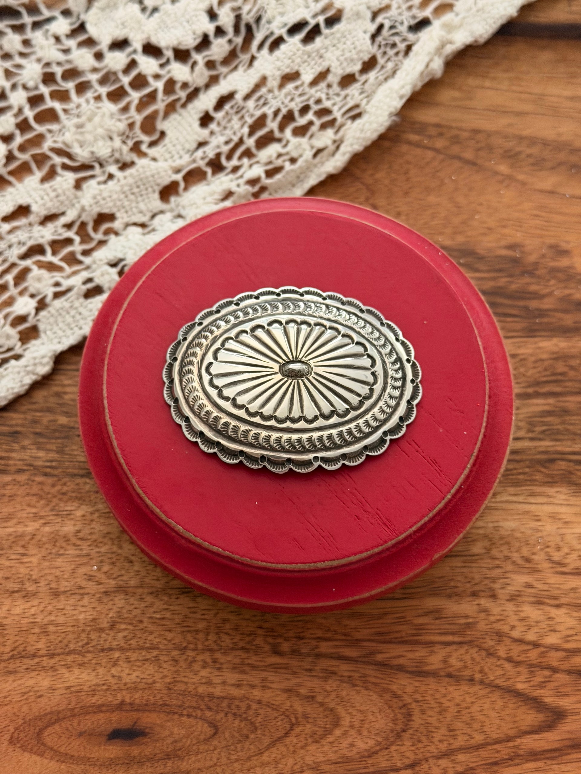 Navajo Made Sterling Silver Concho  Pin