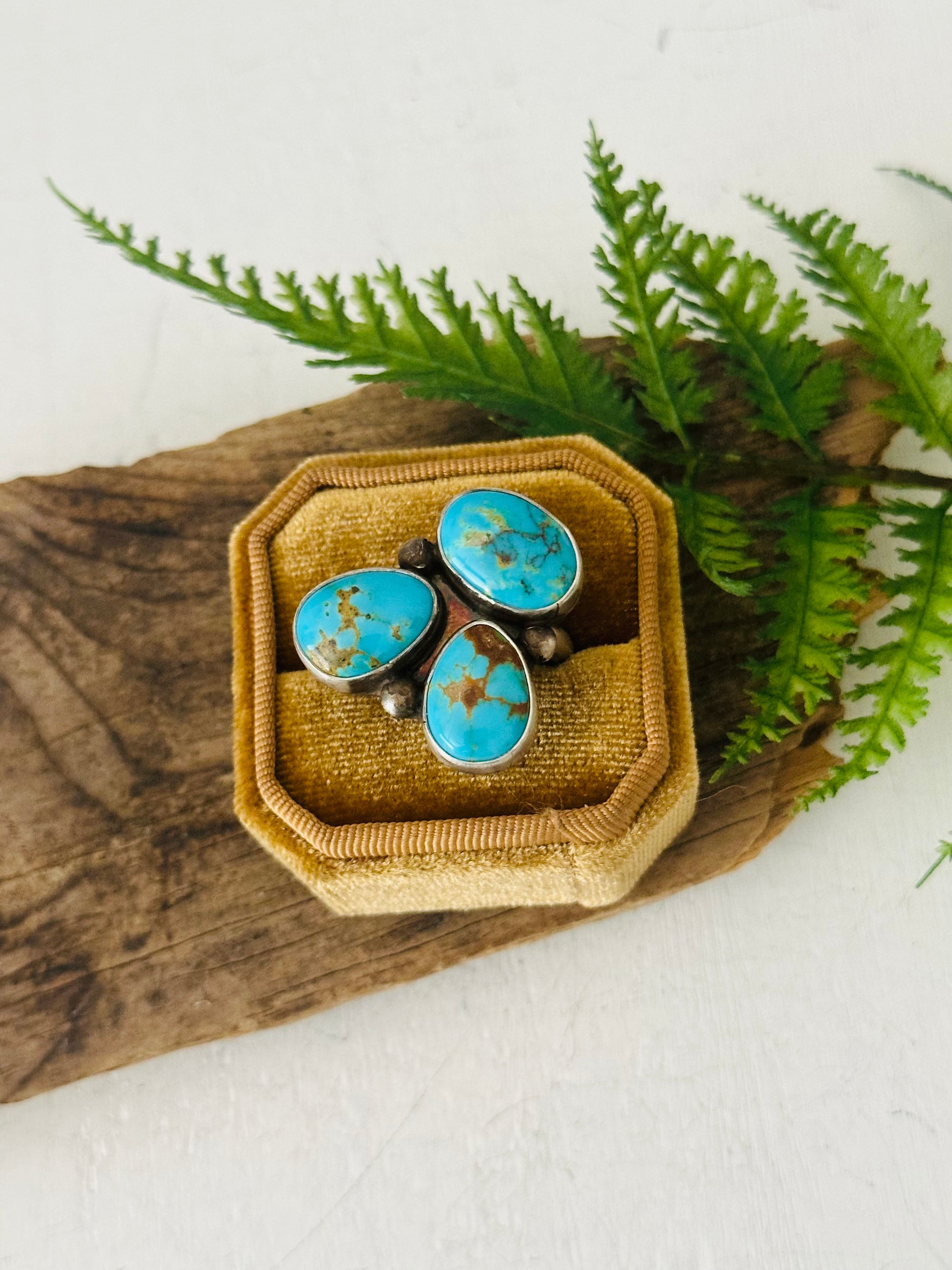 Kathleen Chavez Royston Turquoise & Sterling Silver Ring Size 8.75