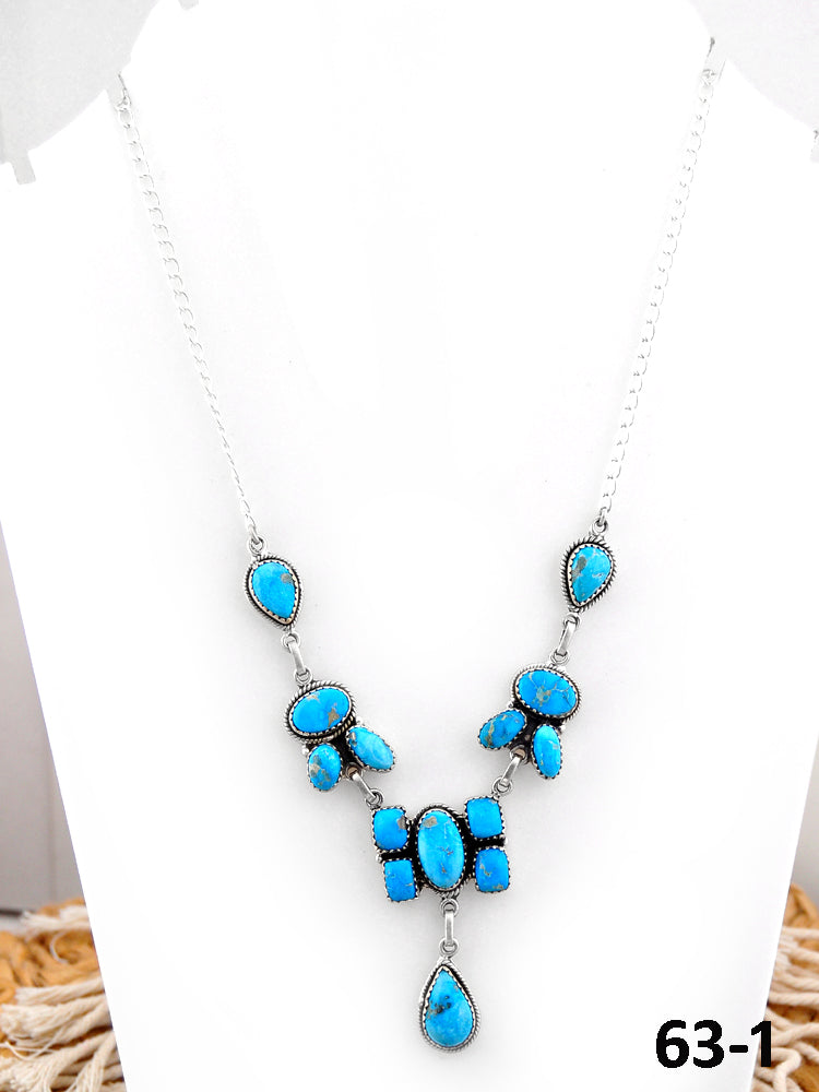 Southwest Handmade White Water Turquoise & Sterling Silver Necklace