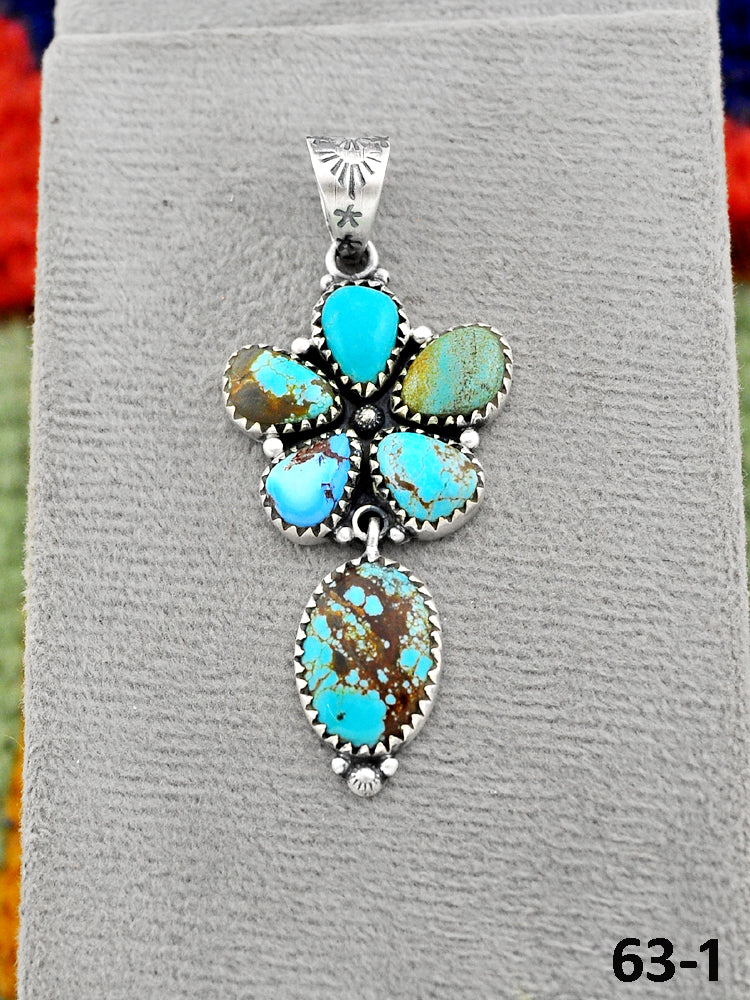 Southwest Handmade #8 Turquoise & Sterling Silver Pendants