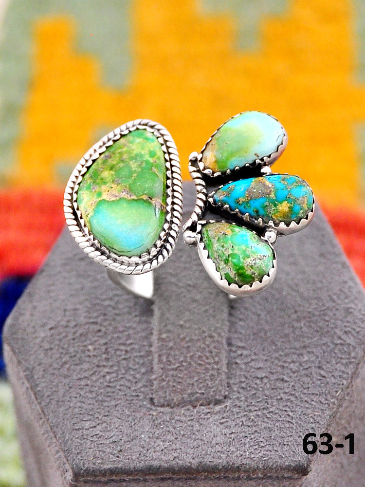 Southwest Handmade Sonoran Mountain Turquoise & Sterling Silver Adjustable Ring