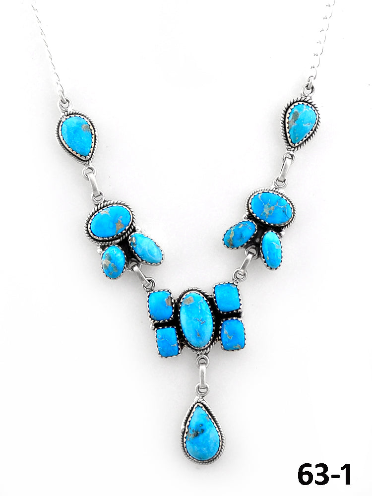 Southwest Handmade White Water Turquoise & Sterling Silver Necklace