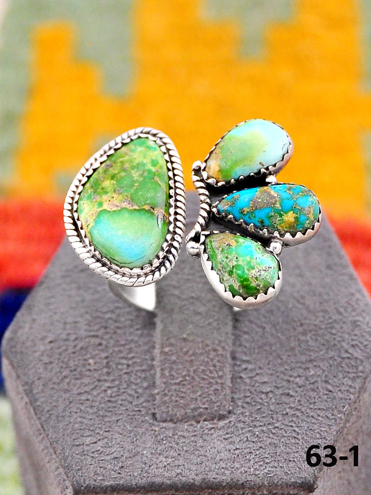 Southwest Handmade Sonoran Mountain Turquoise & Sterling Silver Adjustable Ring
