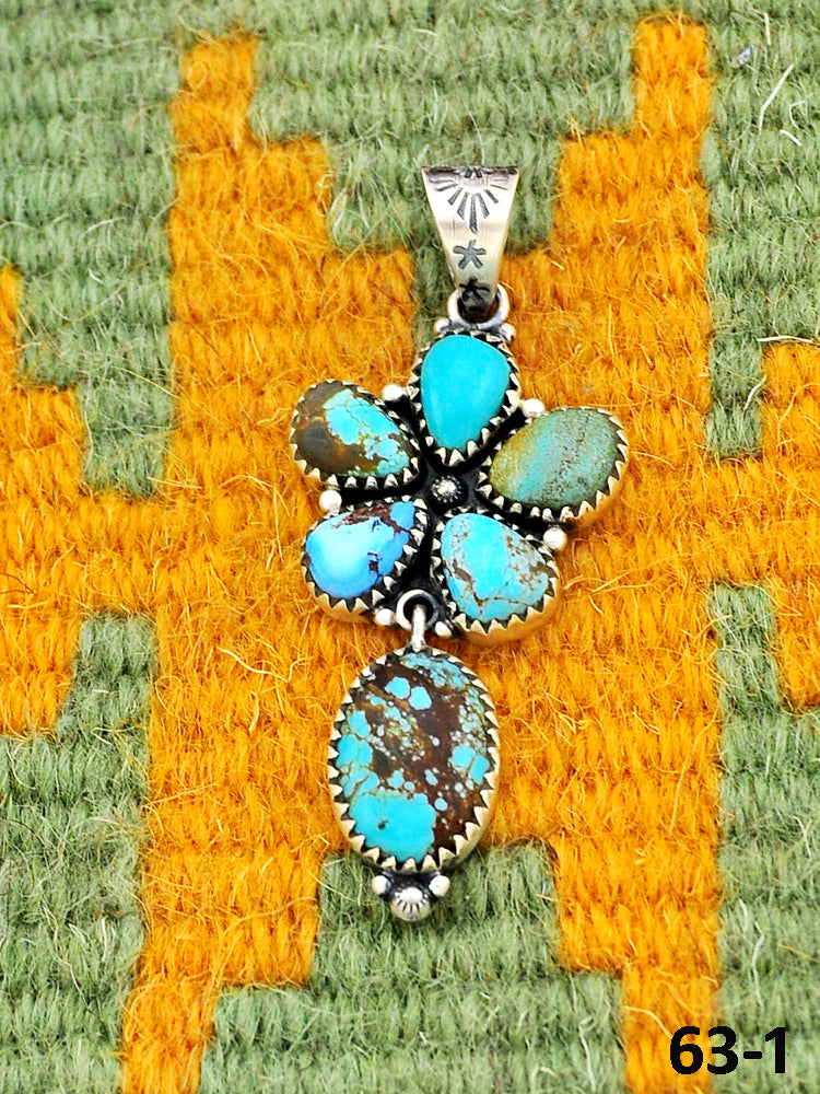 Southwest Handmade #8 Turquoise & Sterling Silver Pendants