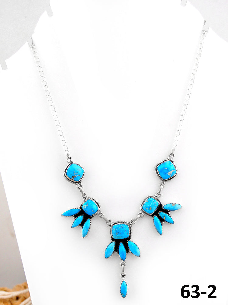 Southwest Handmade White Water Turquoise & Sterling Silver Necklace