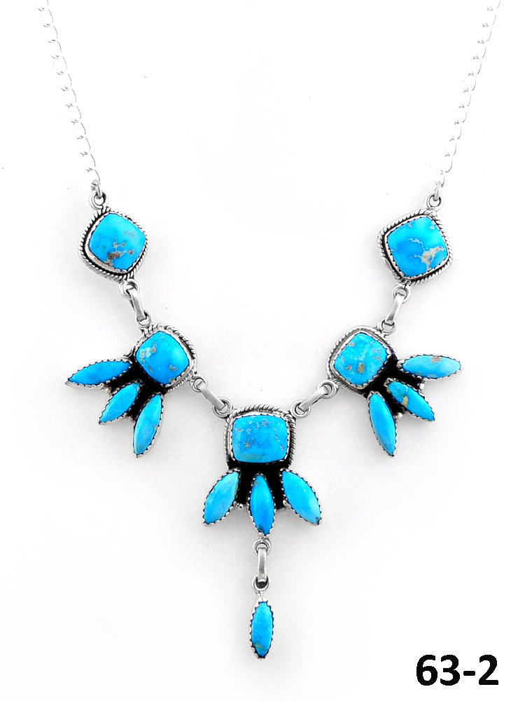 Southwest Handmade White Water Turquoise & Sterling Silver Necklace