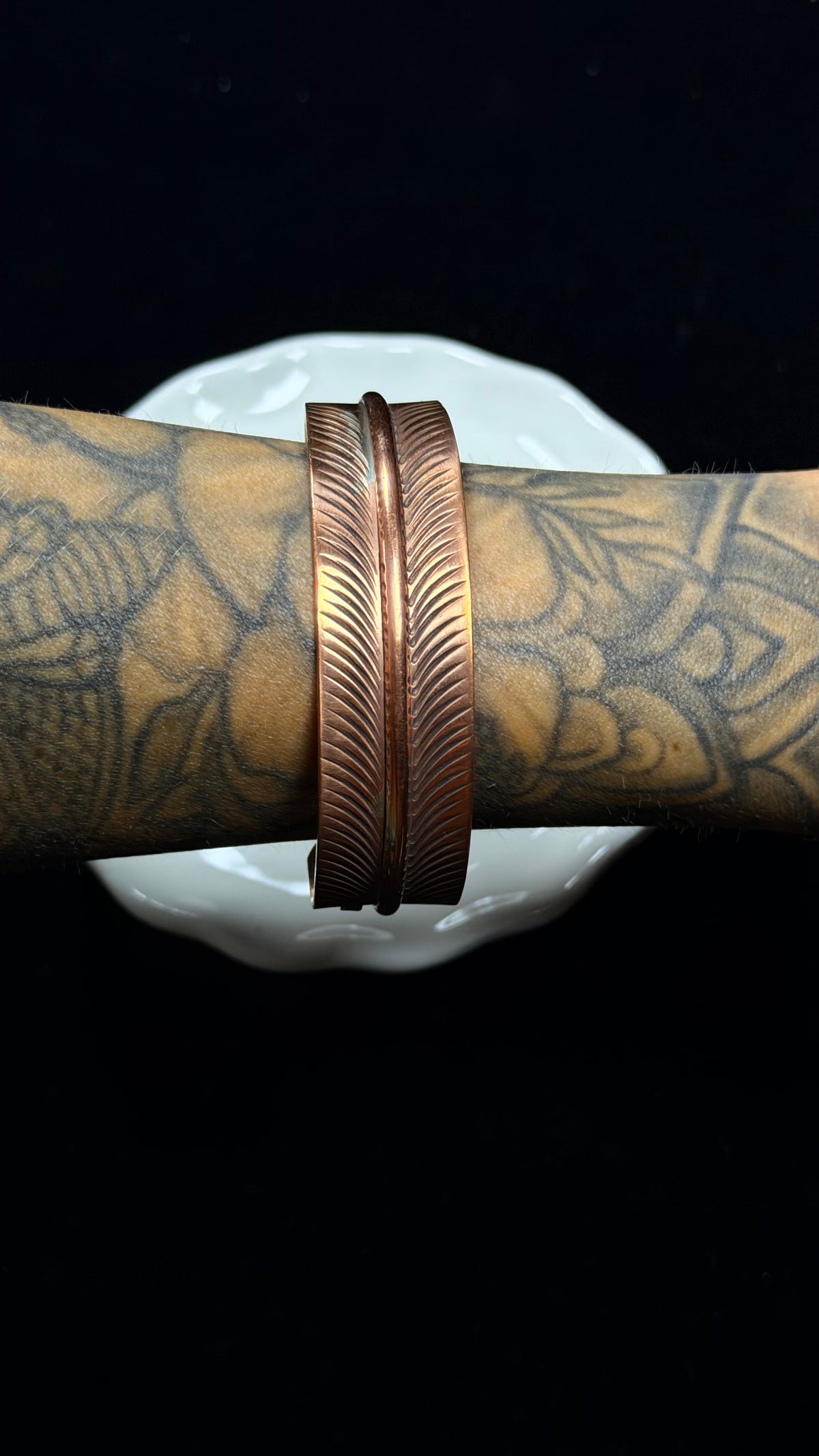 Aaron Davis Copper Feather Cuff Bracelet