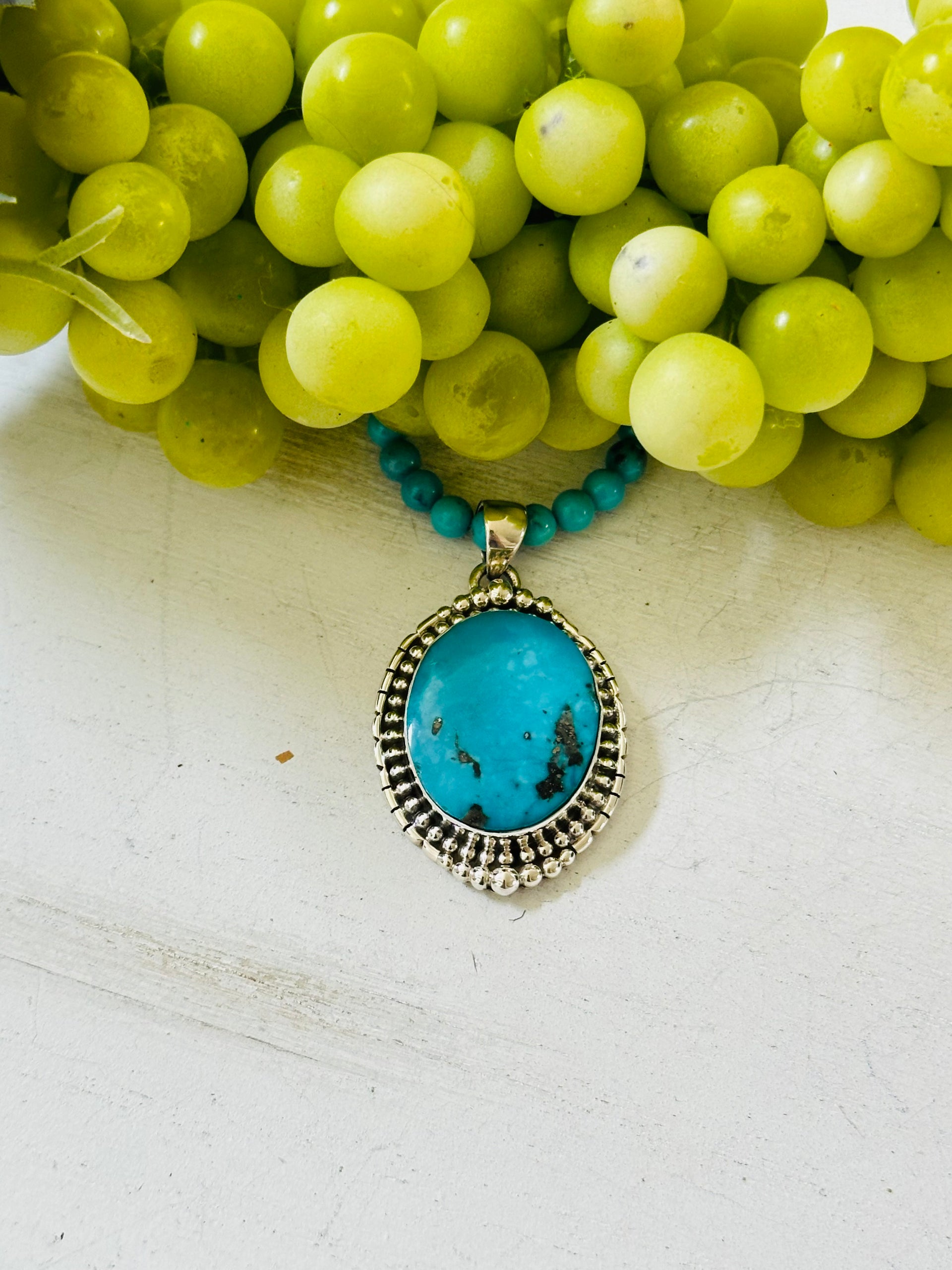 Southwest Handmade Blue Ridge Turquoise & Sterling Silver Pendant