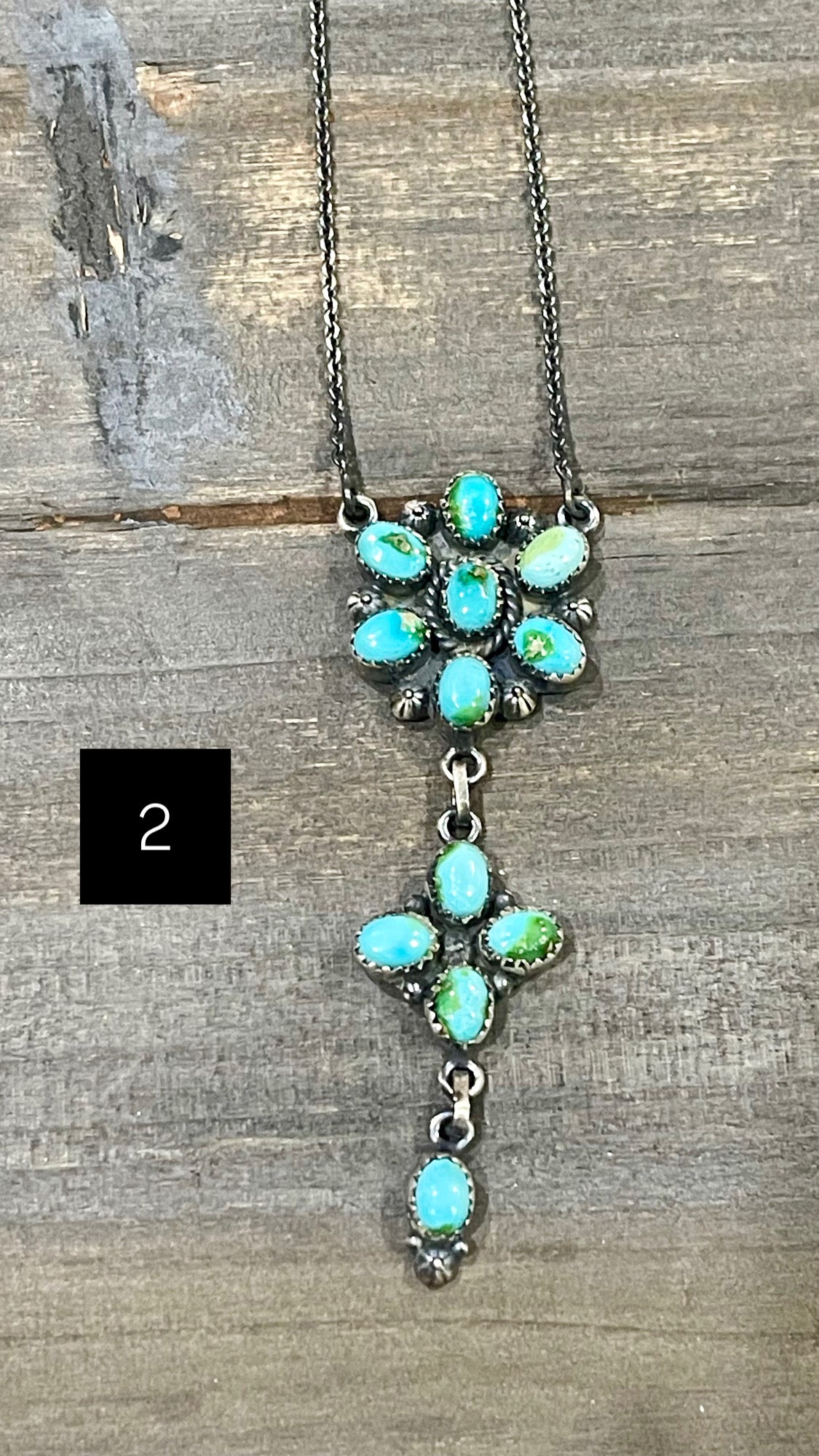 Southwest Handmade Sonoran Mountain Turquoise & Sterling Cluster Necklace