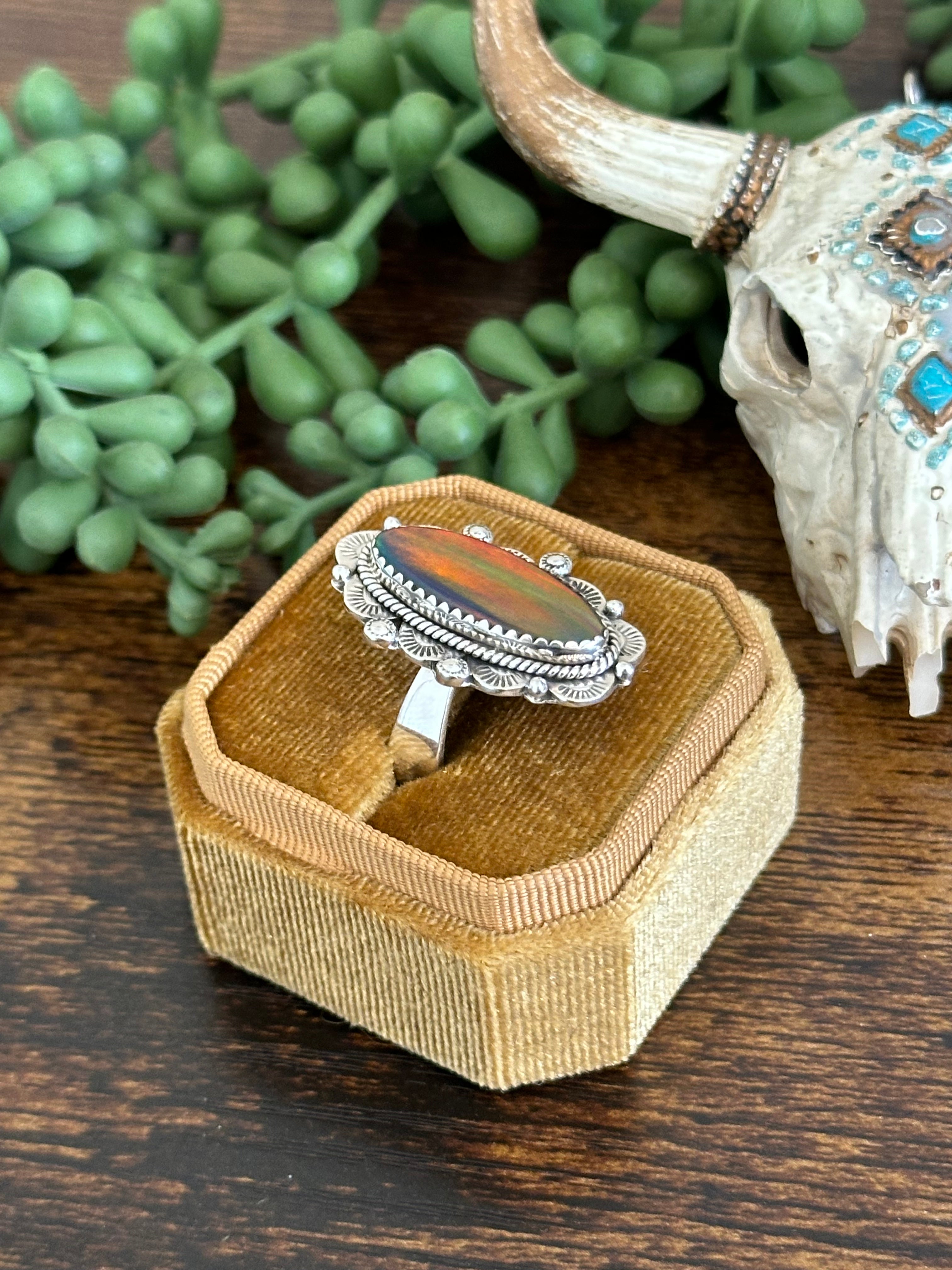 Southwest Handmade Opal & Sterling Silver Adjustable Ring