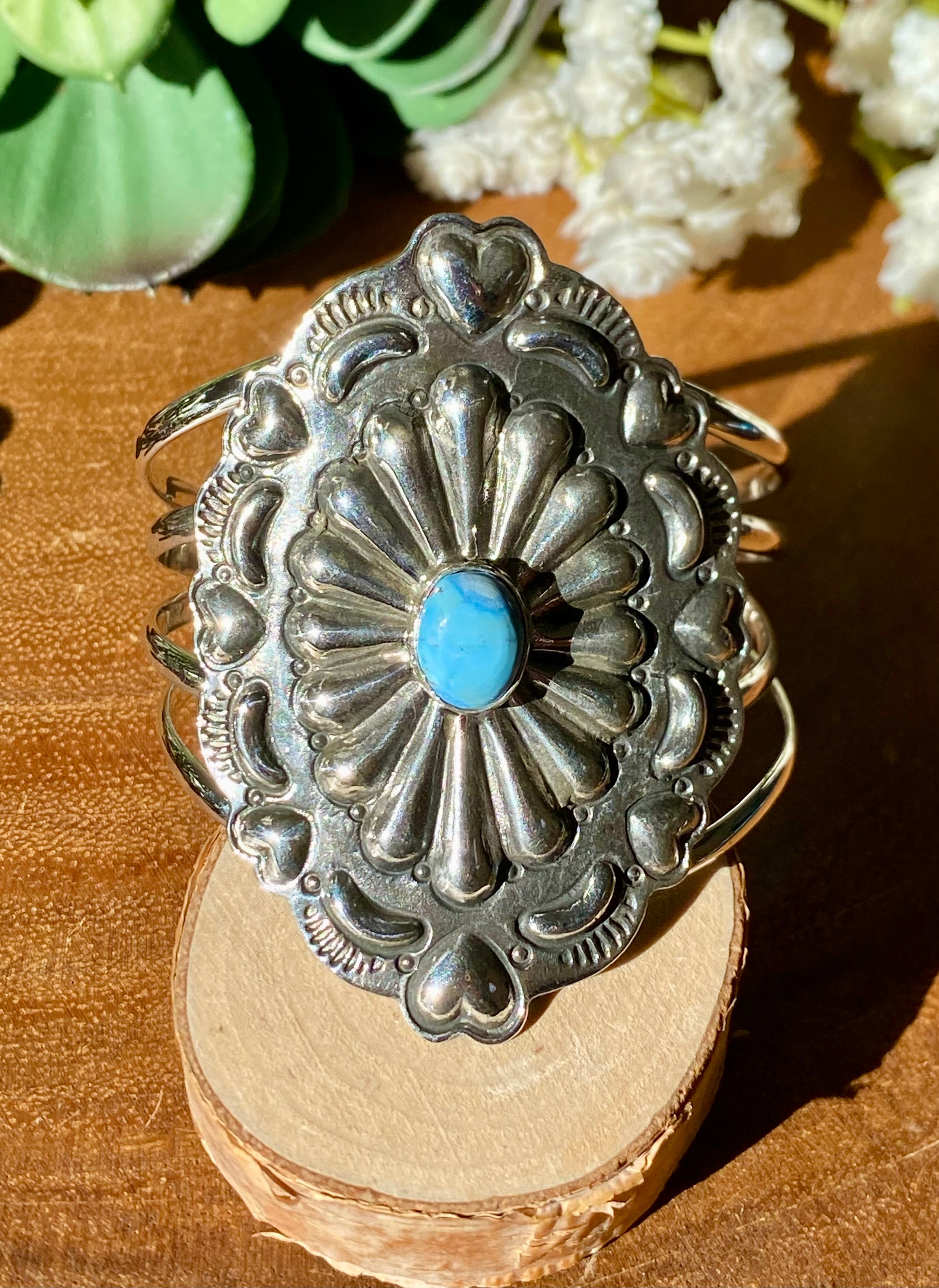 Southwest Handmade Golden Hills Turquoise & Sterling Silver Cuff Bracelet