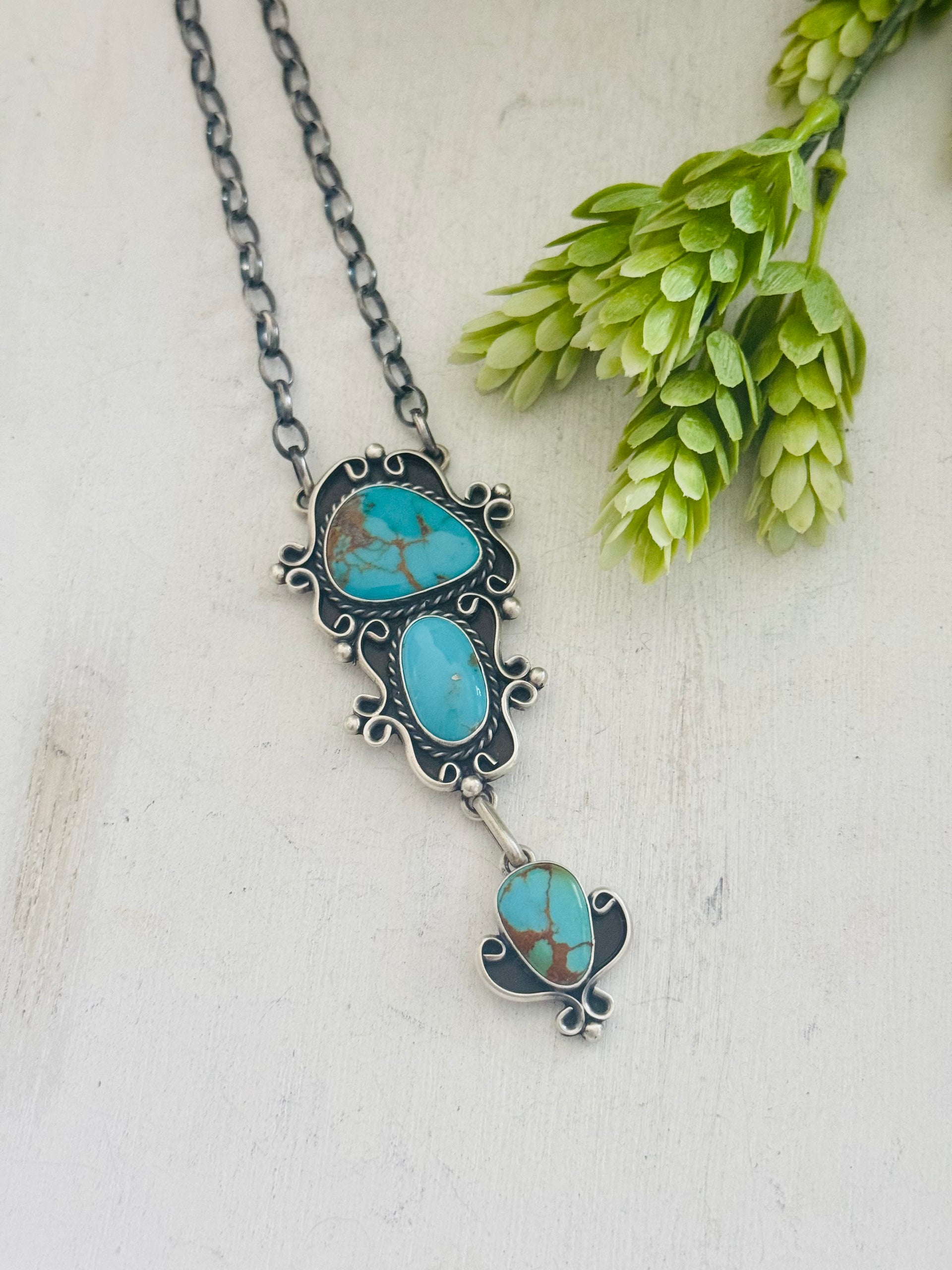 Larry Kaye Kingman Turquoise & Sterling Silver Necklace