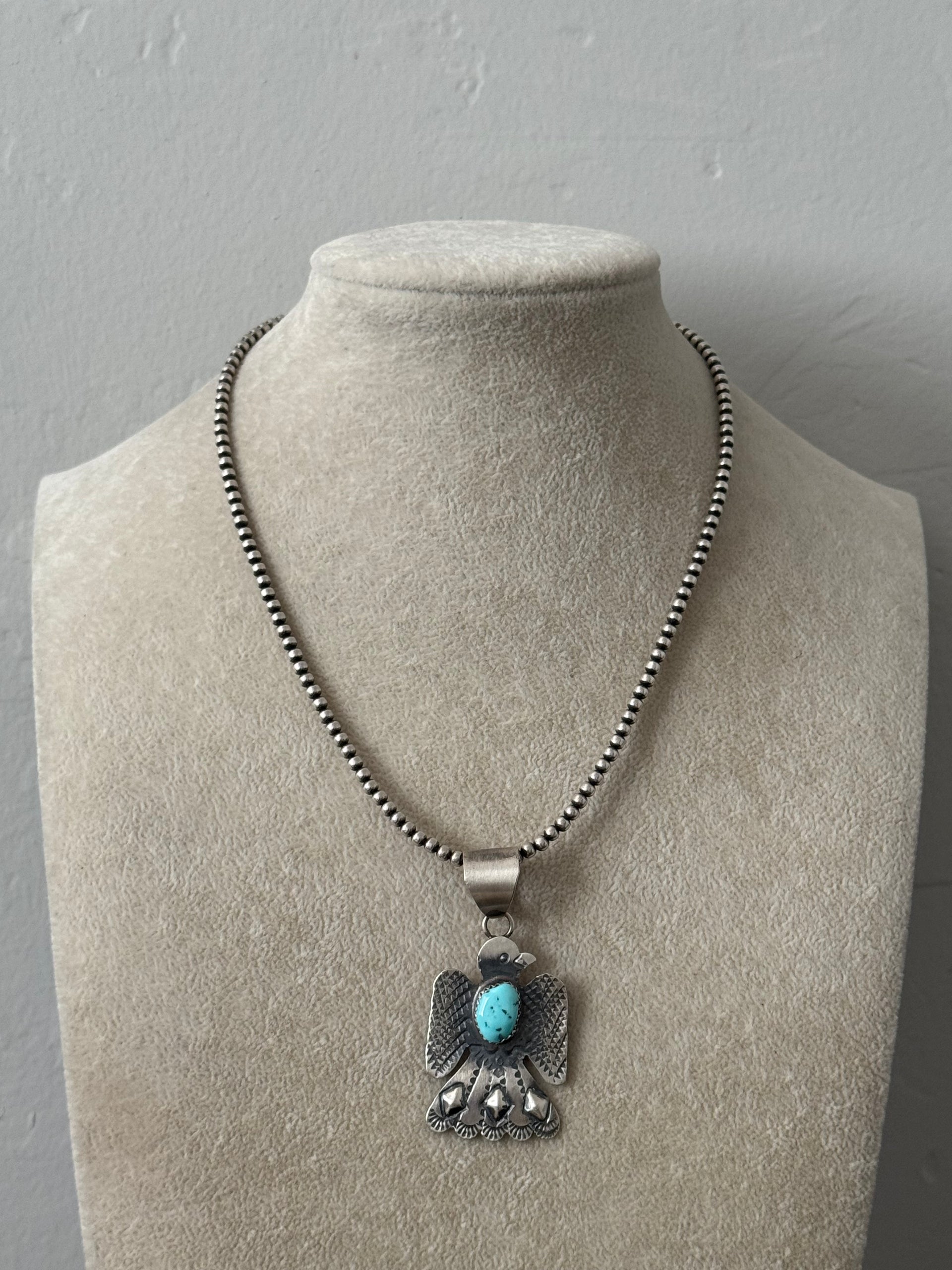 Timothy Yazzie Kingman Turquoise & Sterling Silver Thunderbird Pendant