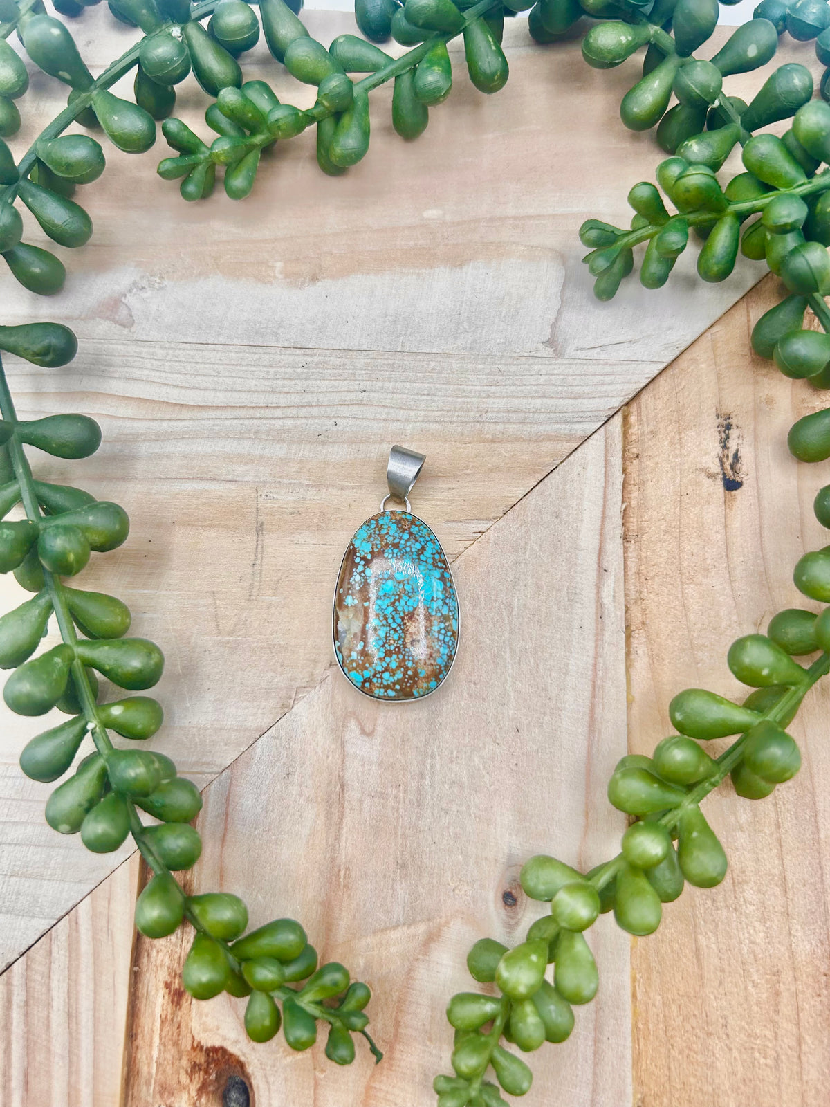 Navajo Made Mine 8 Turquoise & Sterling Silver Pendant