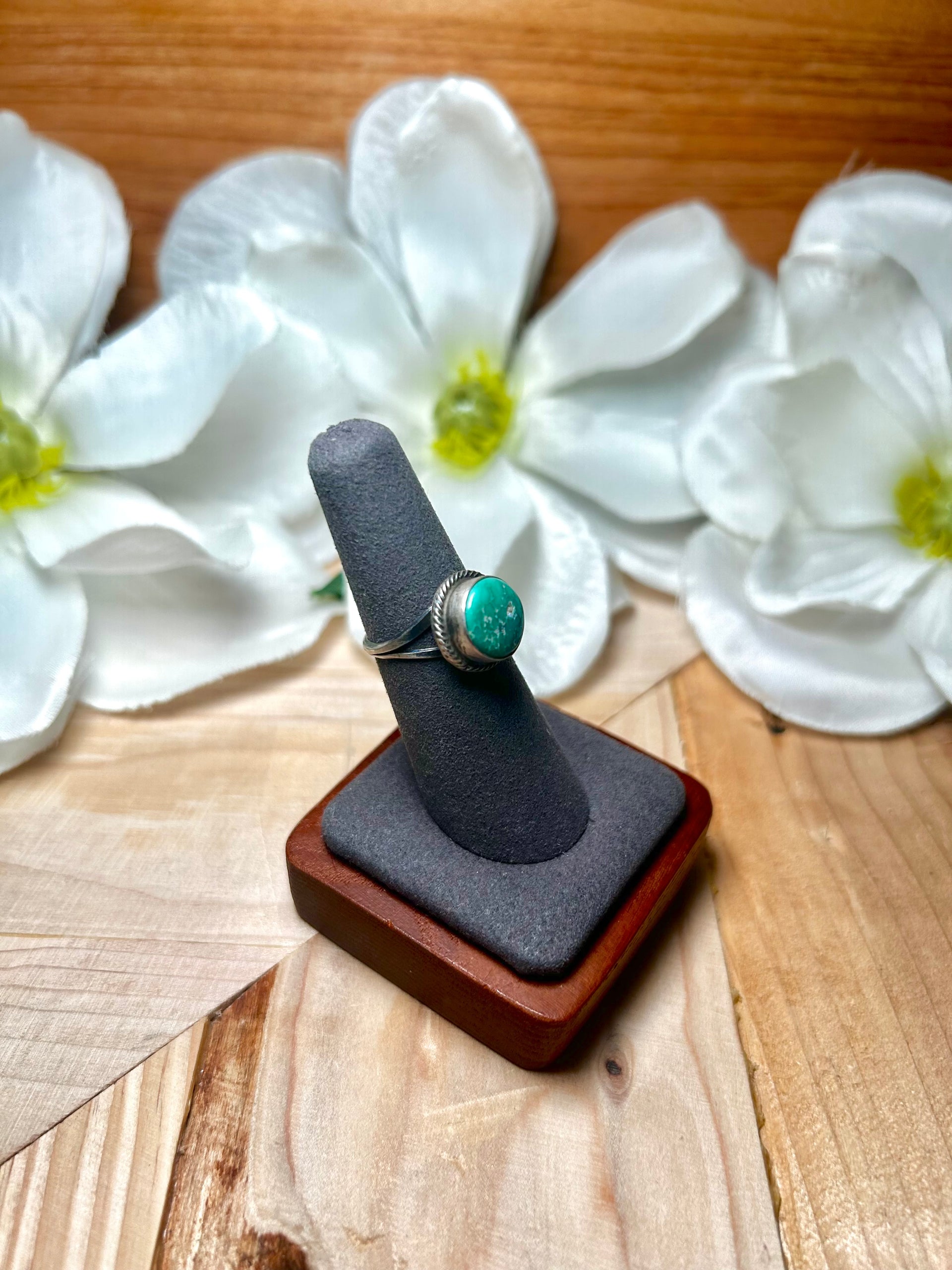 Navajo Made Kingman Turquoise & Sterling Silver Ring Size 6