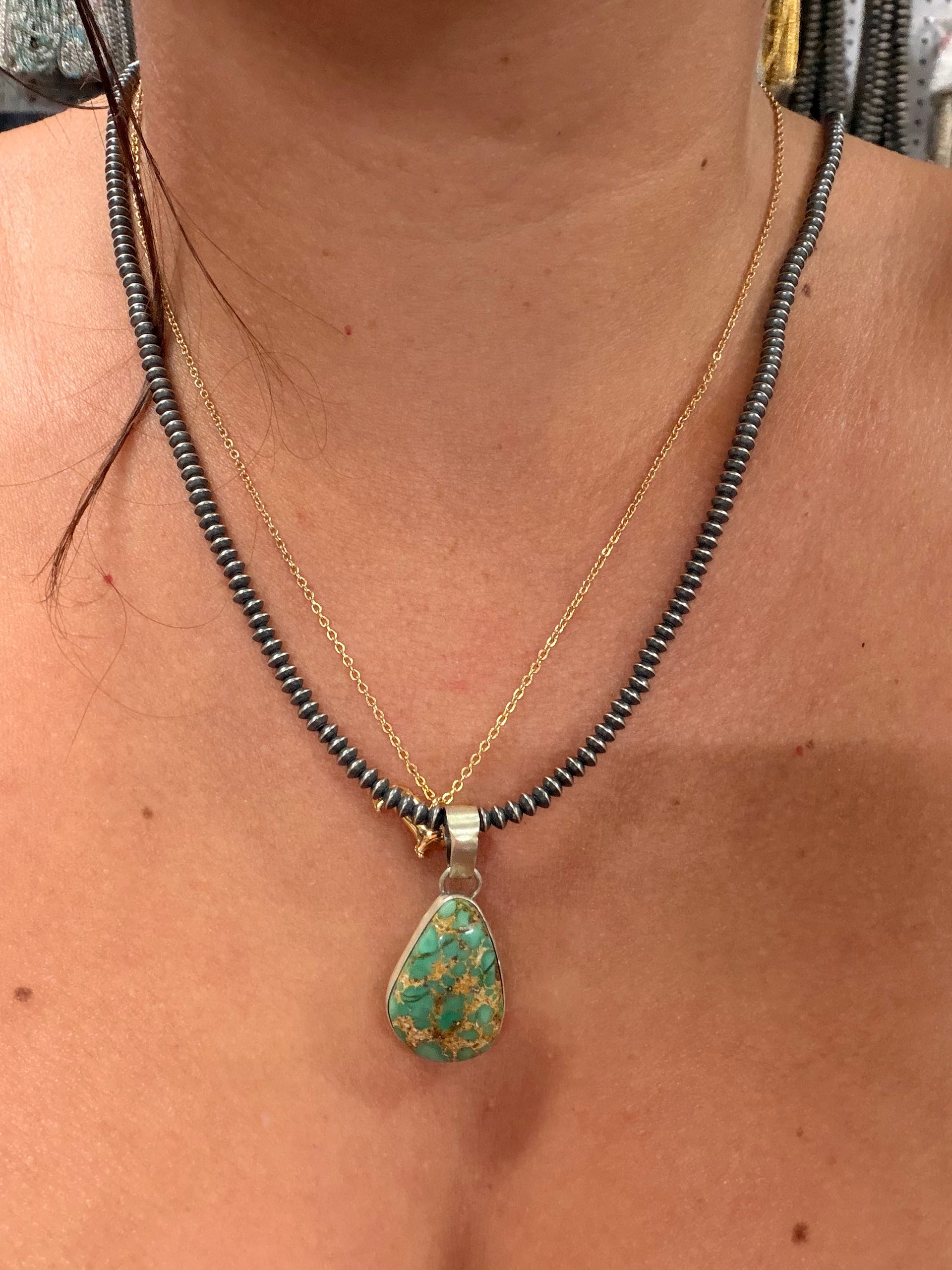 Navajo Made Pilot Mountain  Turquoise & Sterling Silver Pendant
