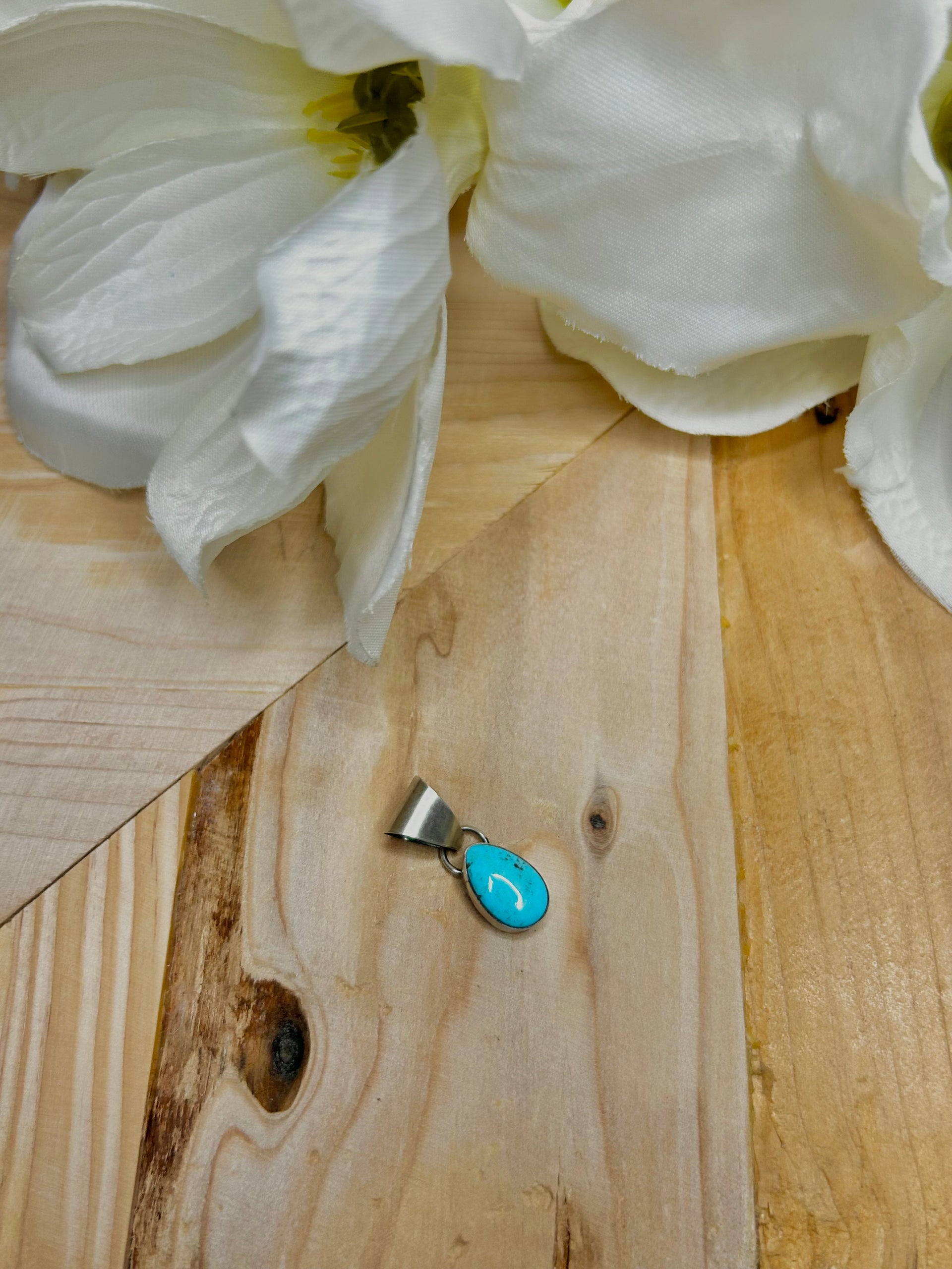 Navajo Made Kingman Turquoise & Sterling Silver Pendant