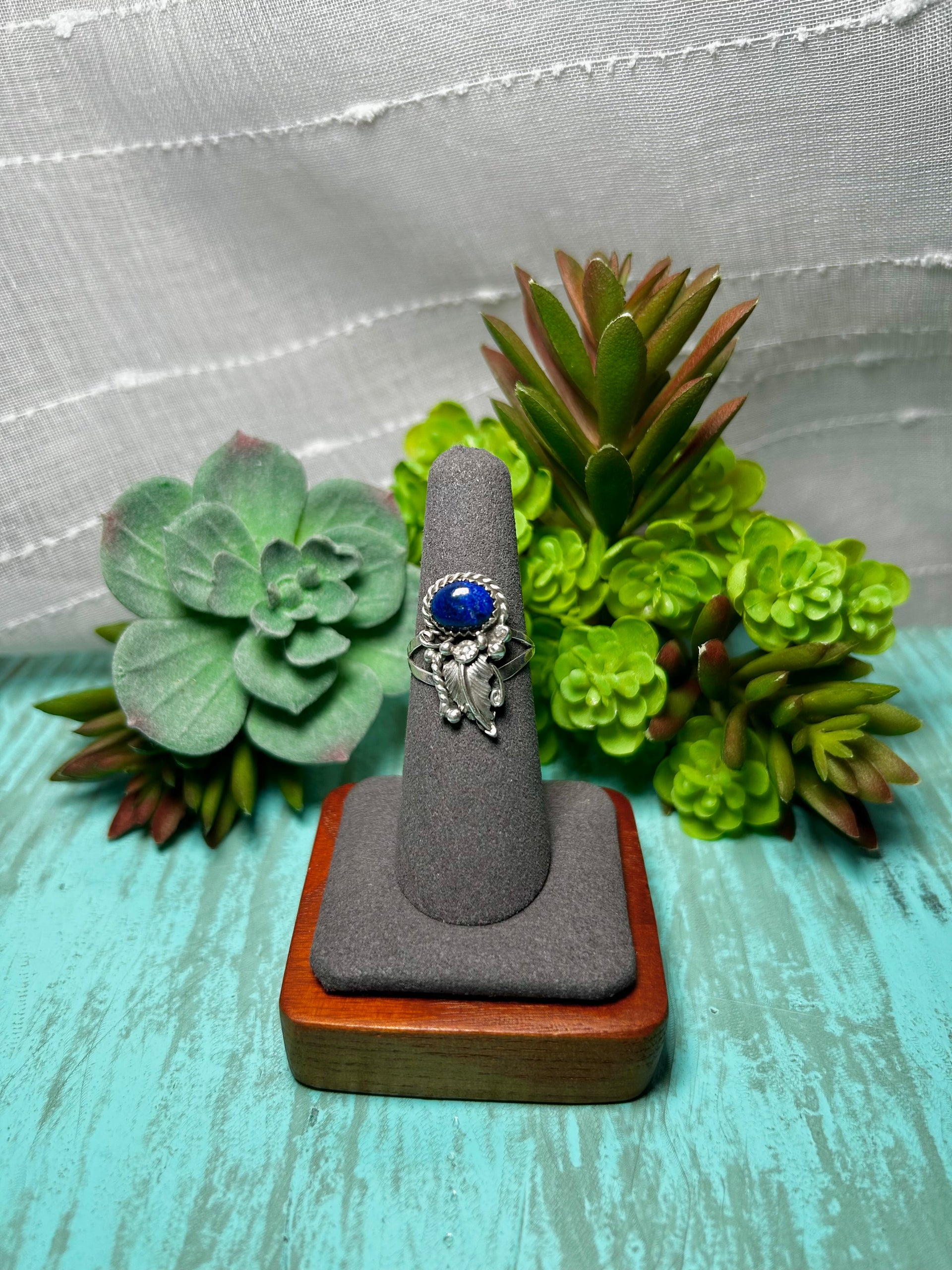 Navajo Made Lapis & Sterling Sliver Ring Size 6.75