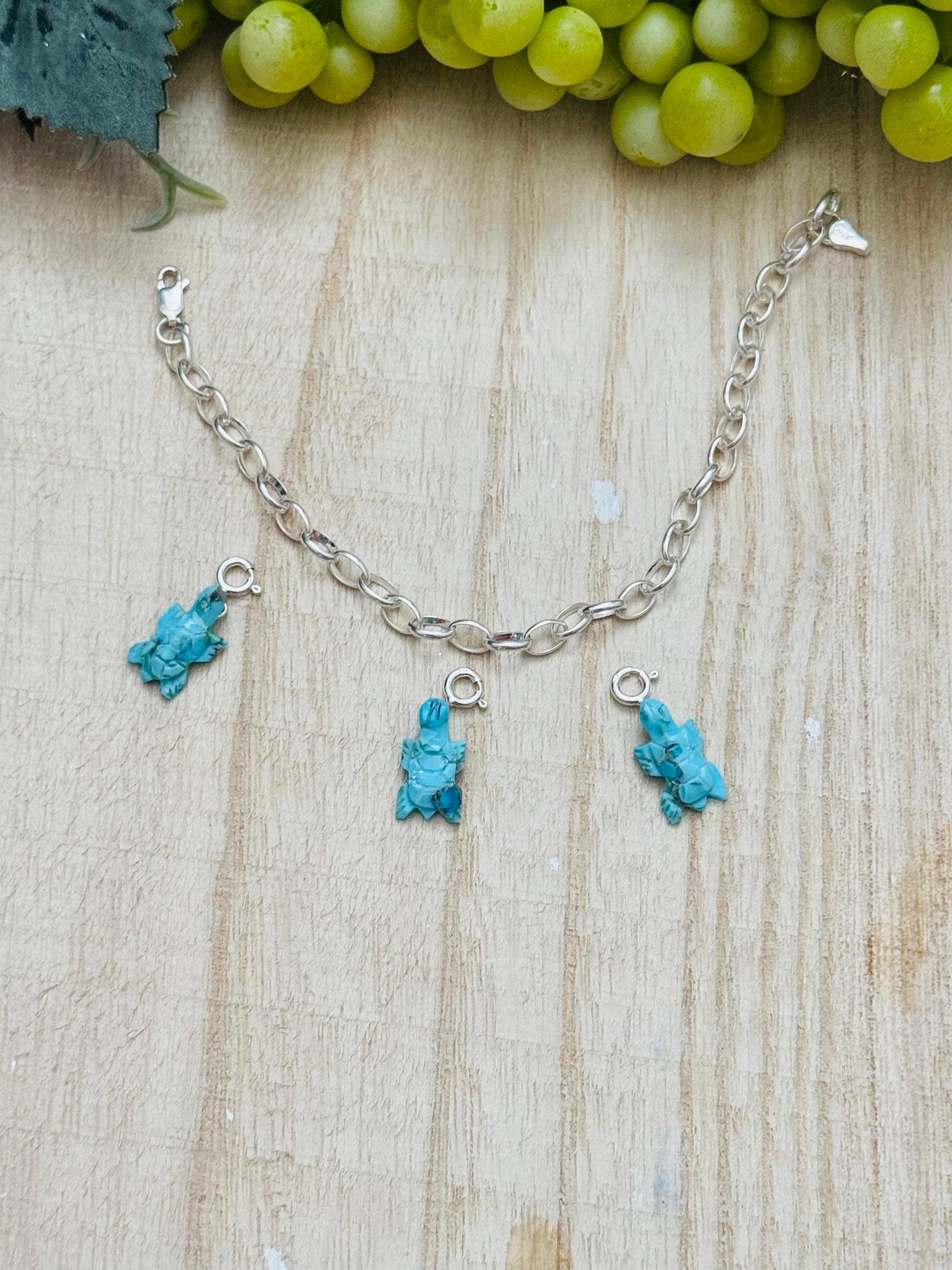Navajo Made Turquoise & Sterling Silver Turtle Charms