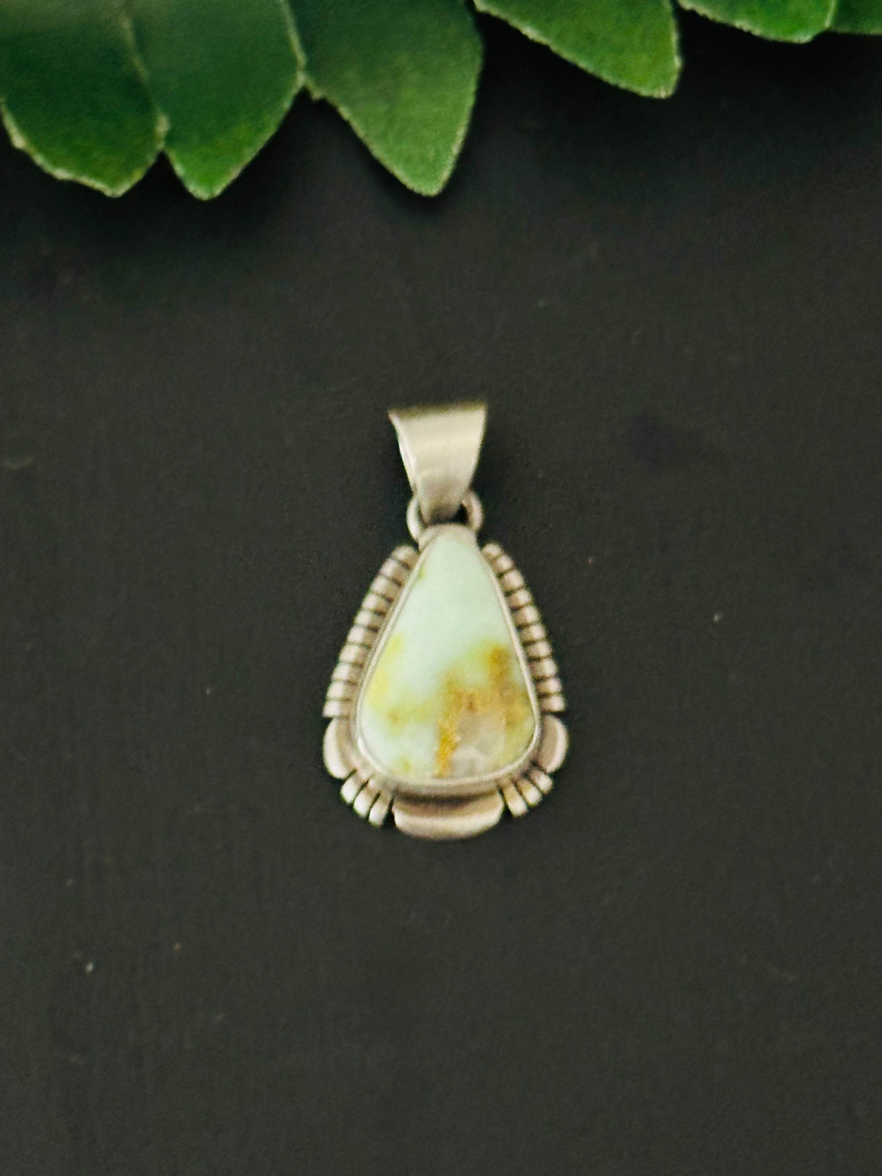 Navajo Made Palomino Variscite & Sterling Silver Pendant