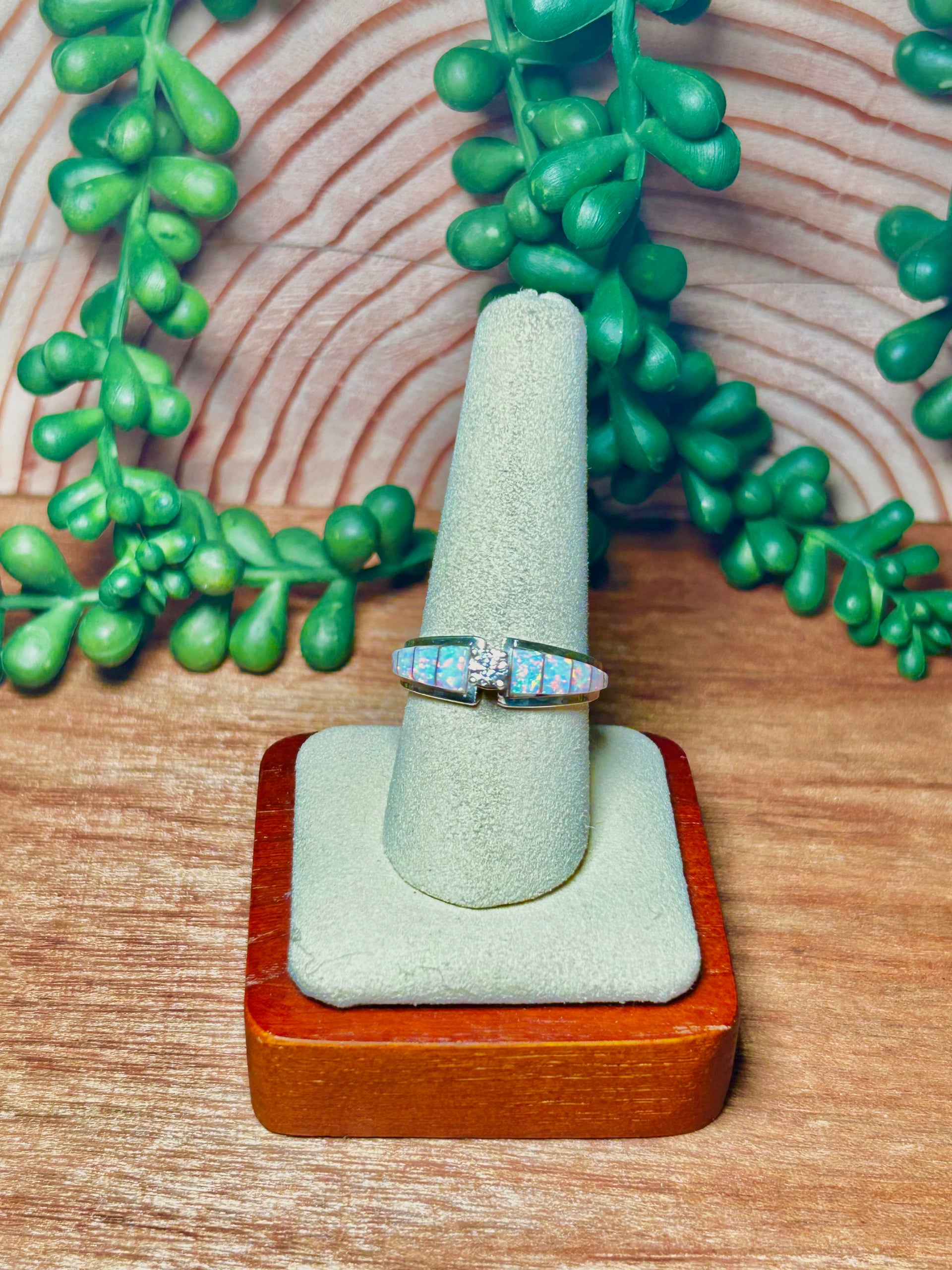 Zunni Made Opal & Sterling Silver Cubic Circunia Ring