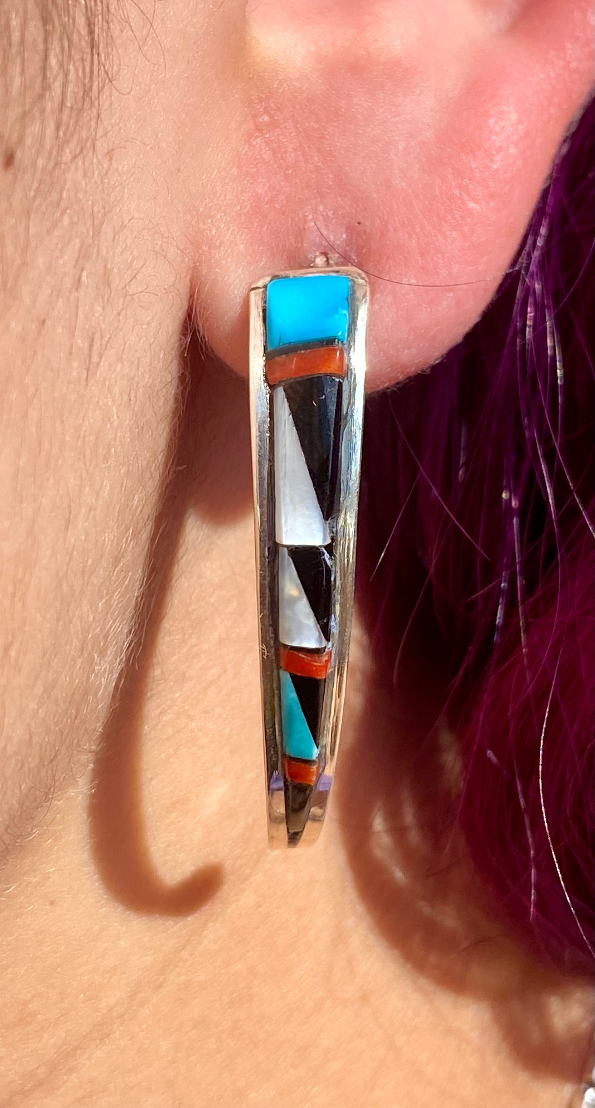 Lucy Sheekya Multi Stone & Sterling Silver Post Earrings