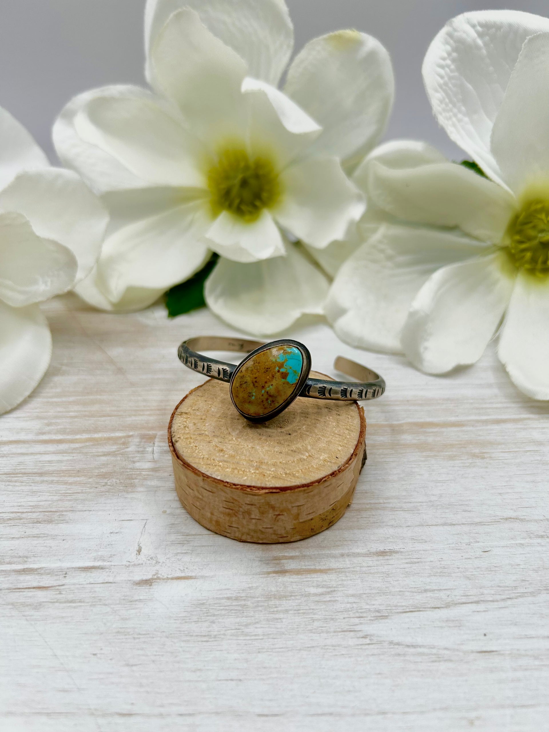 Navajo Made Royston Turquoise & Sterling Silver Cuff Bracelet