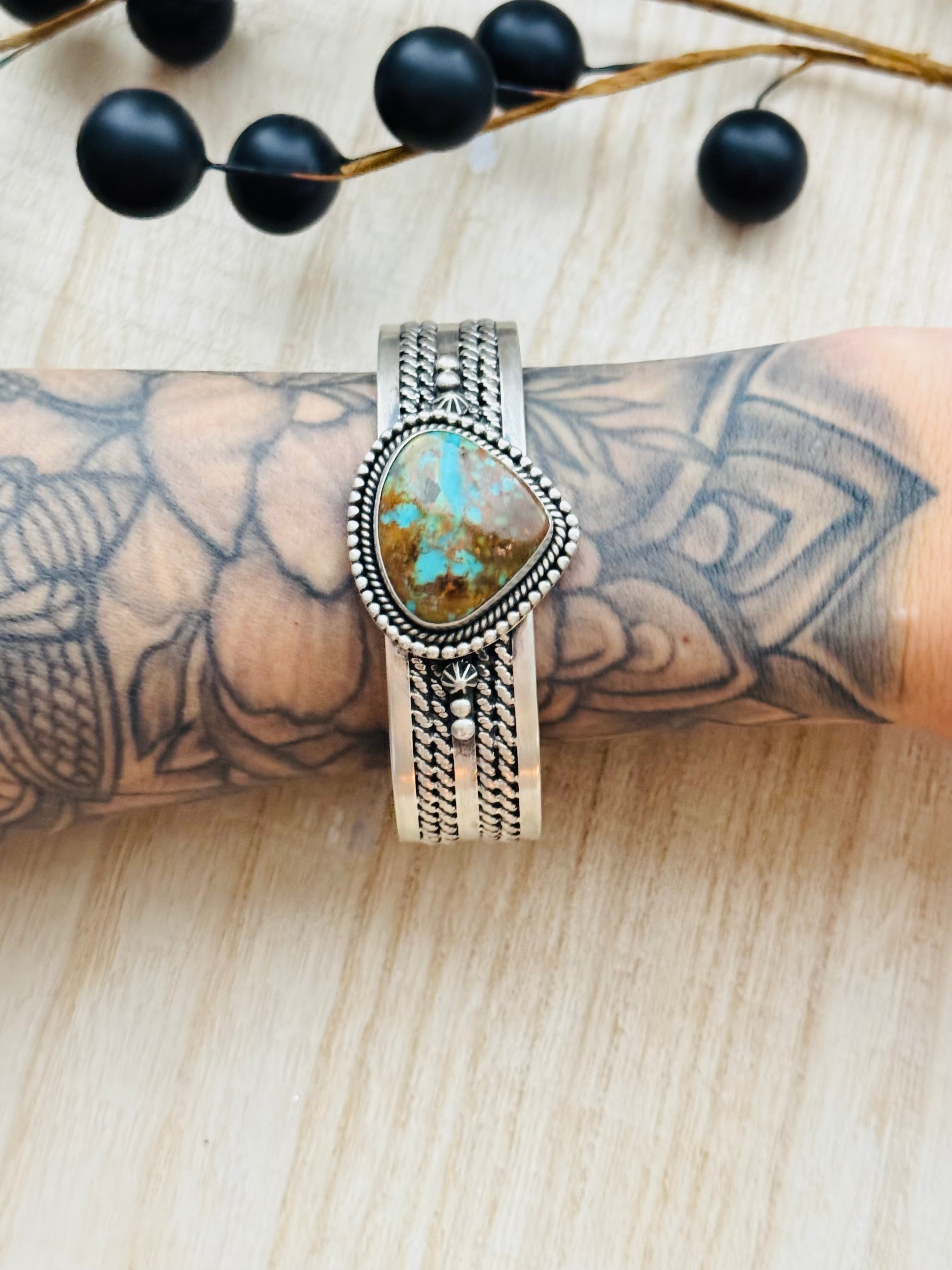 Southwest Made Kingman Turquoise & Sterling Silver Cuff Bracelet