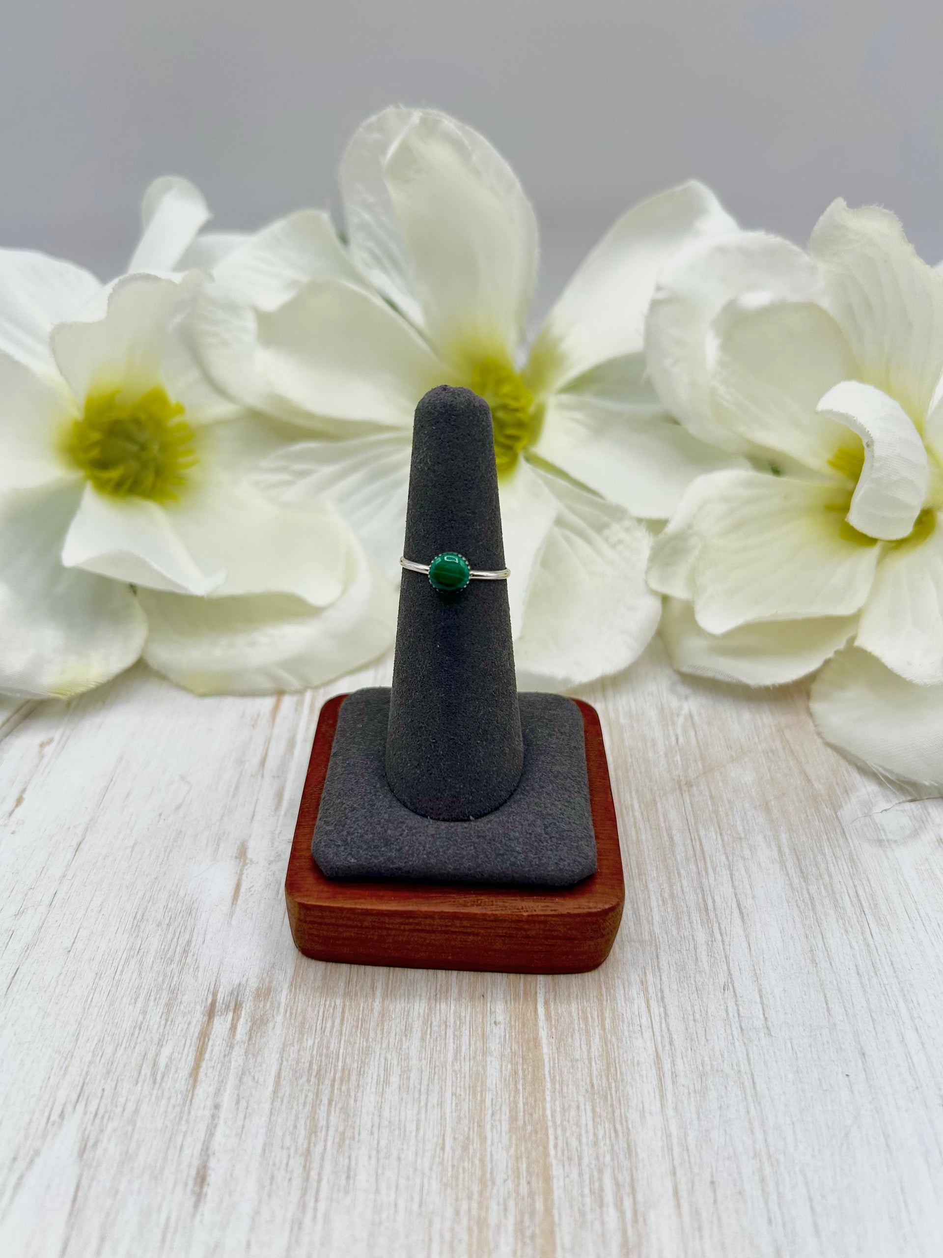 Navajo Made Malachite & Sterling Silver Ring Size 6