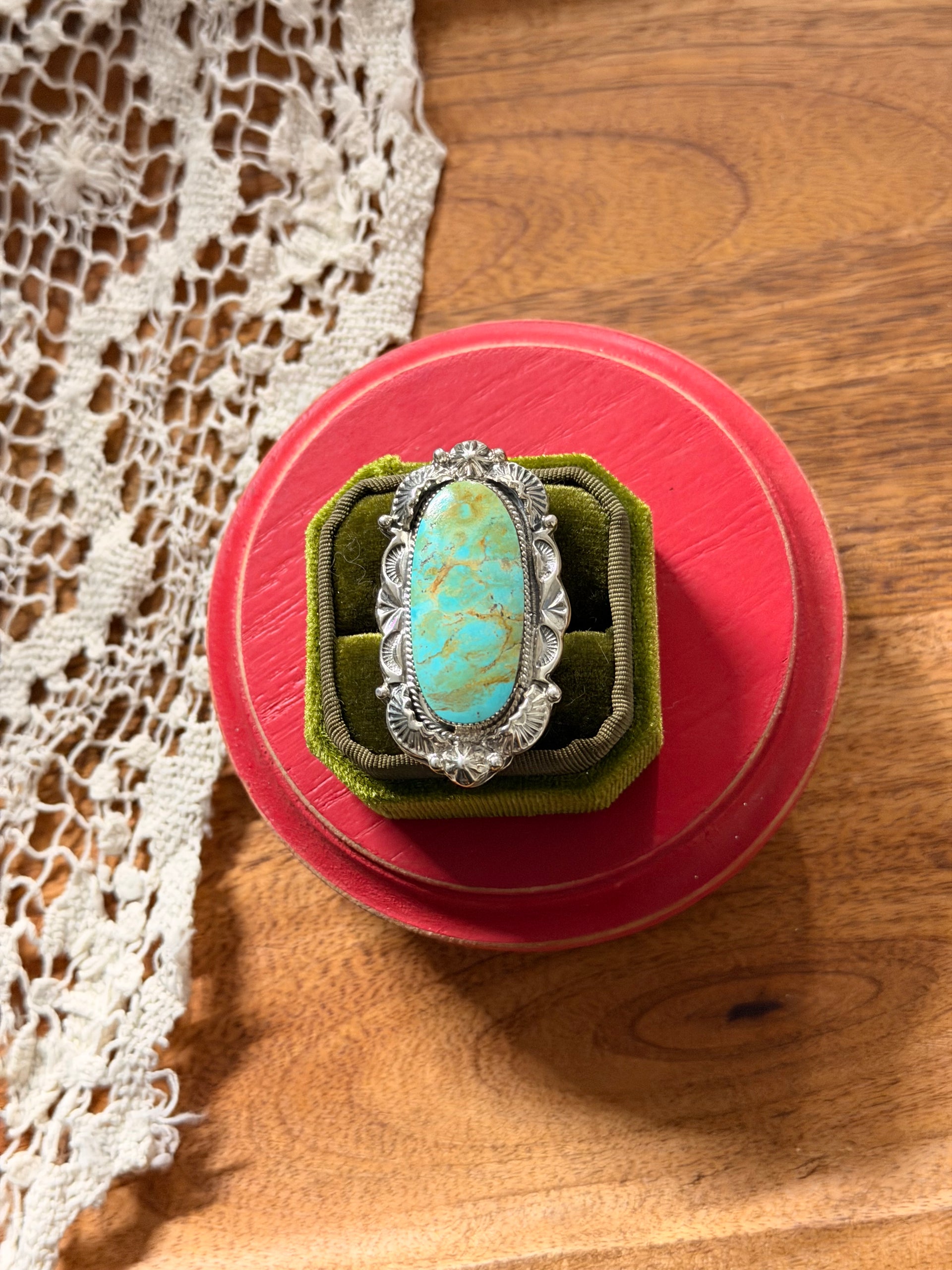 Emerson Degarito Kingman Turquoise & Sterling Silver Ring Size 6.25