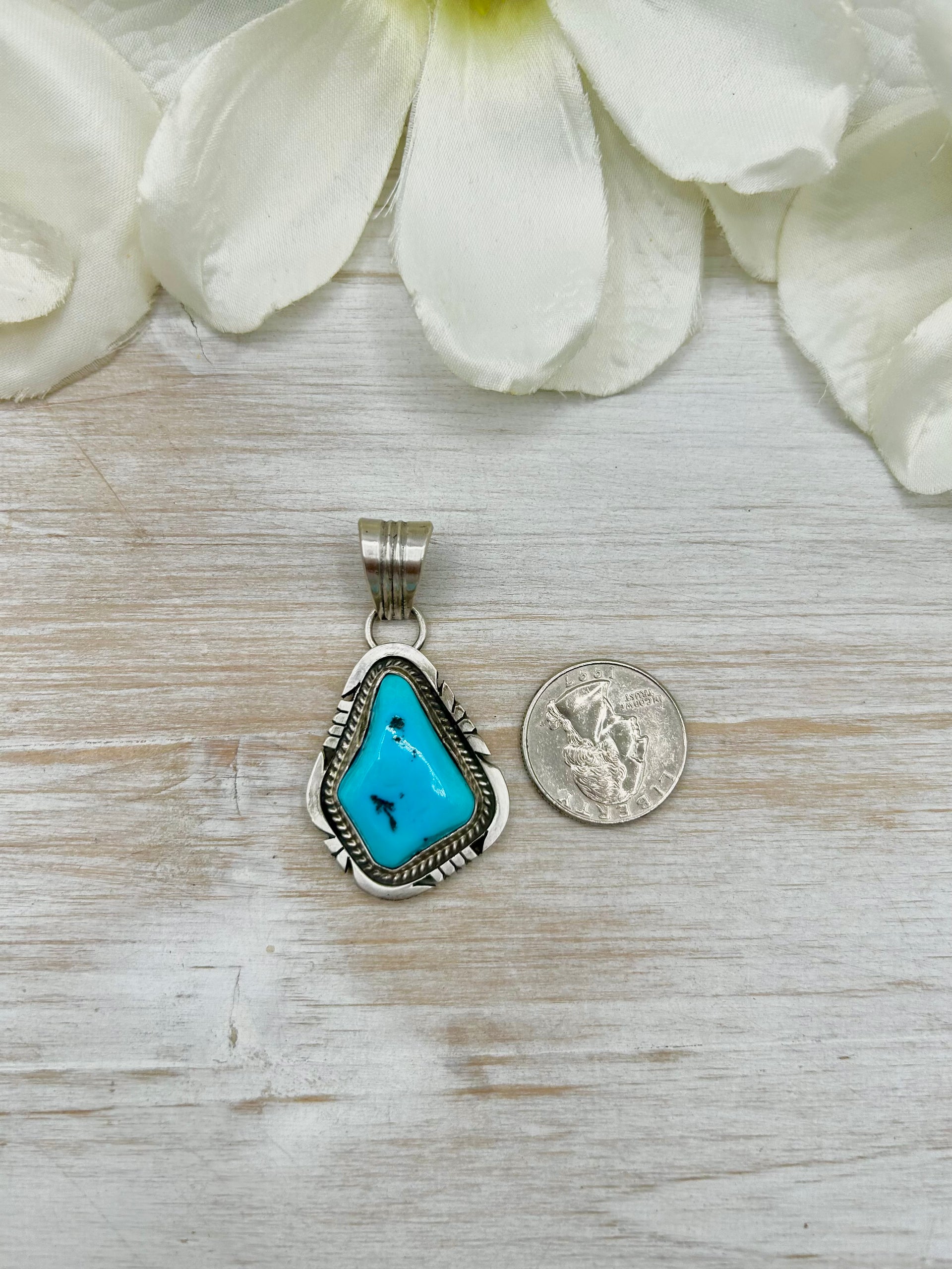 Jon McCray Sleeping Beauty Turquoise & Sterling Silver Pendant