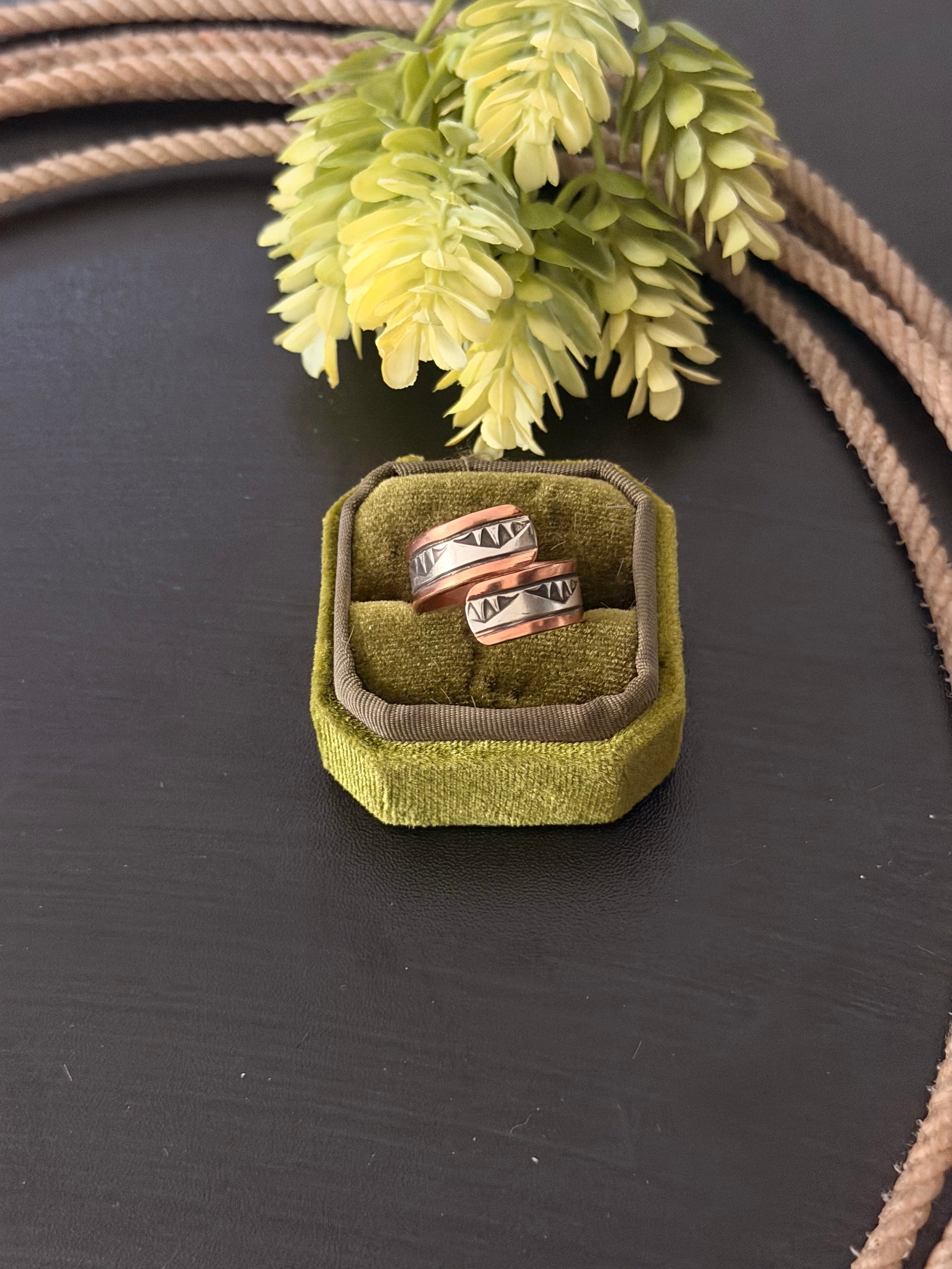Navajo Made Copper & Sterling Silver Adjustable Ring