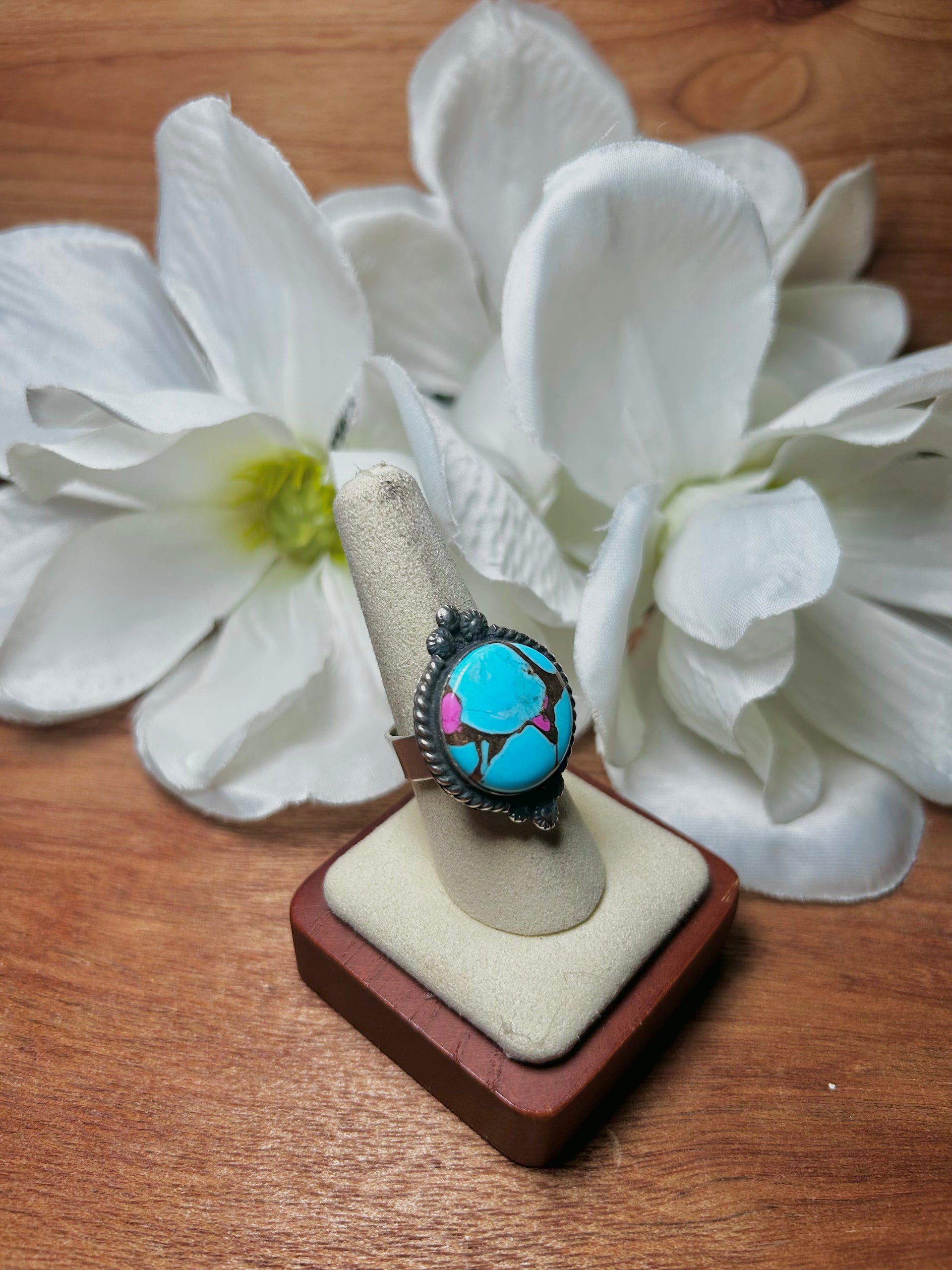 Zachariah David Cotton Candy Dahlia & Sterling Silver Adjustable Ring