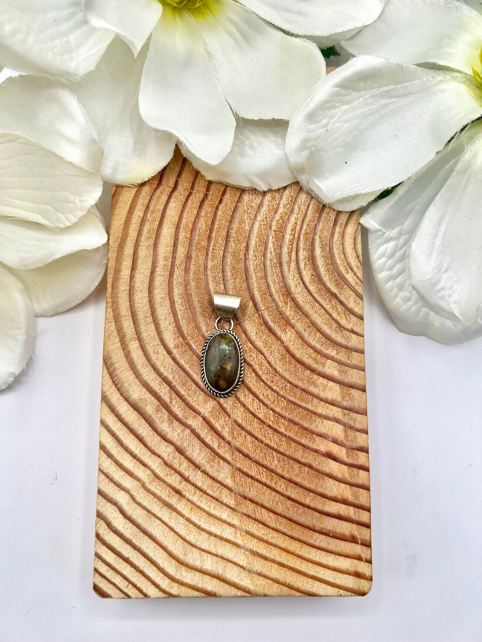 Navajo Made Hubei Turquoise & Sterling Silver Pendant