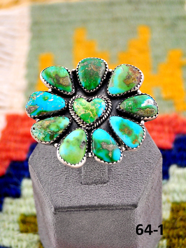 Southwest Handmade Sonoran Mountain Turquoise & Sterling Silver Adjustable Ring