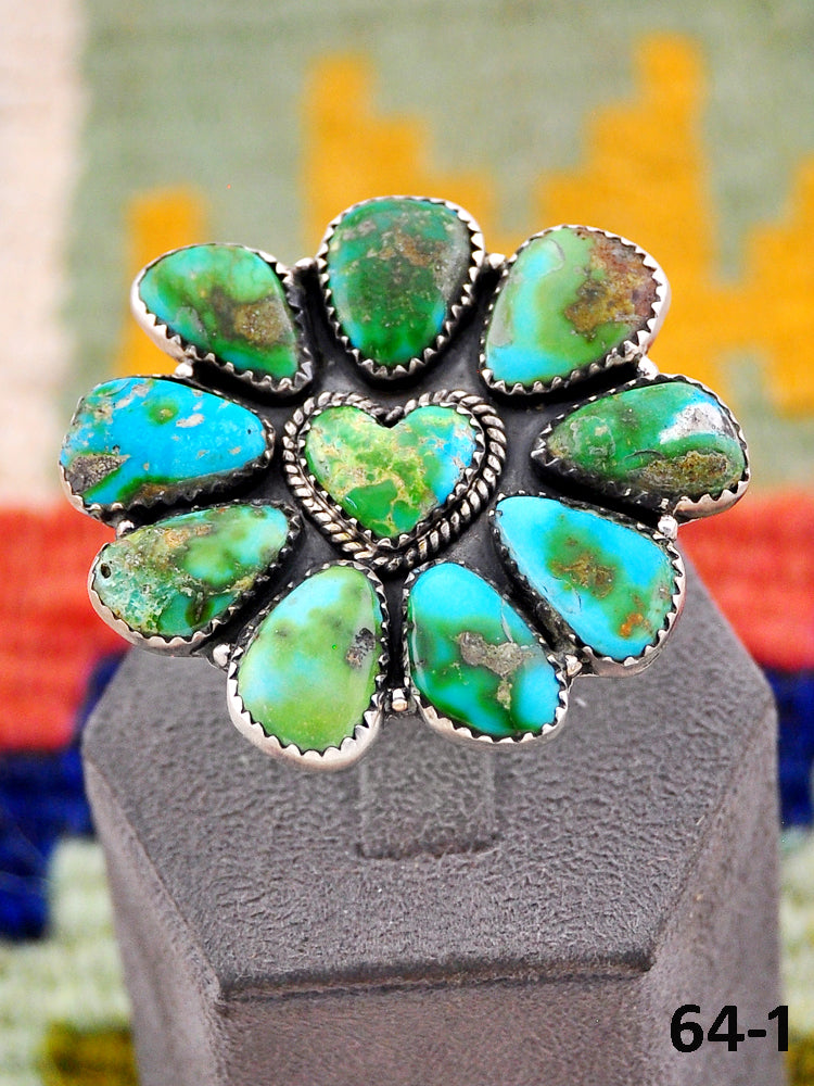 Southwest Handmade Sonoran Mountain Turquoise & Sterling Silver Adjustable Ring